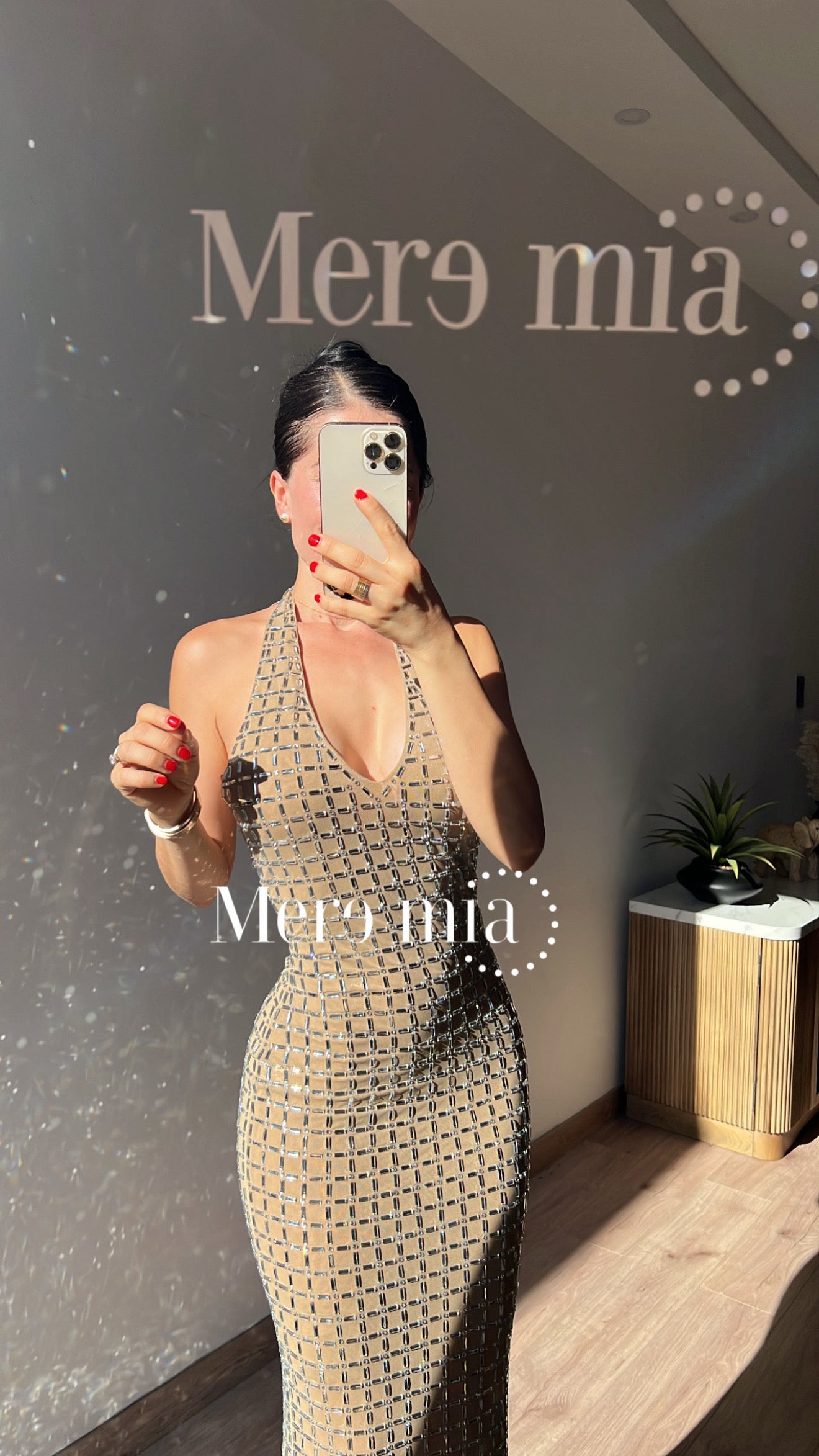 Vestido moka halter plata