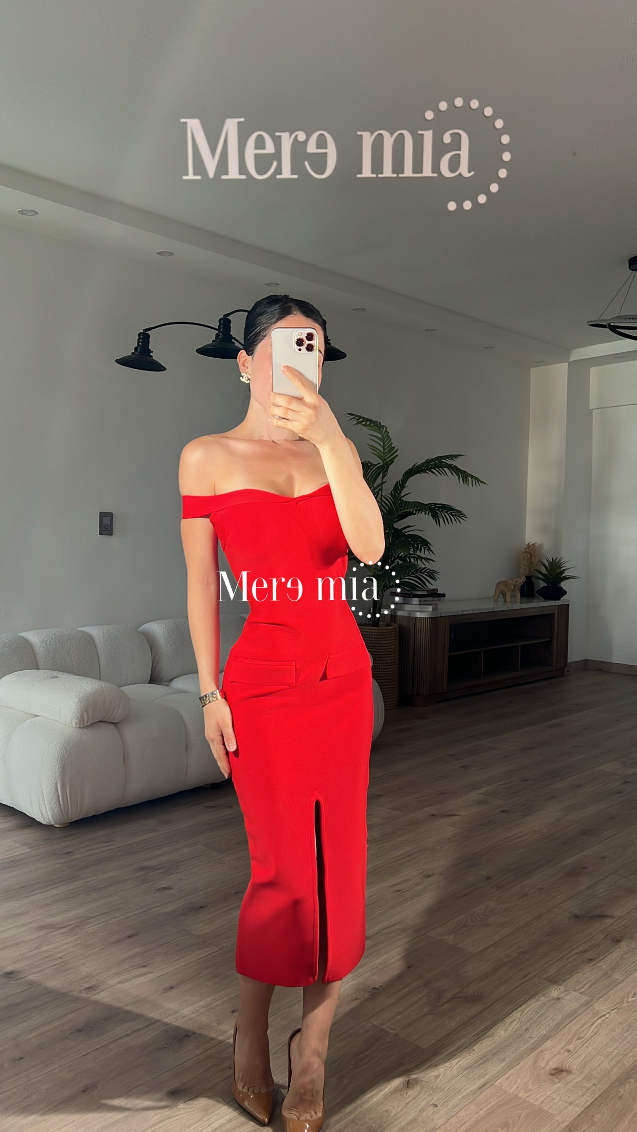Vestido rojo hombro li