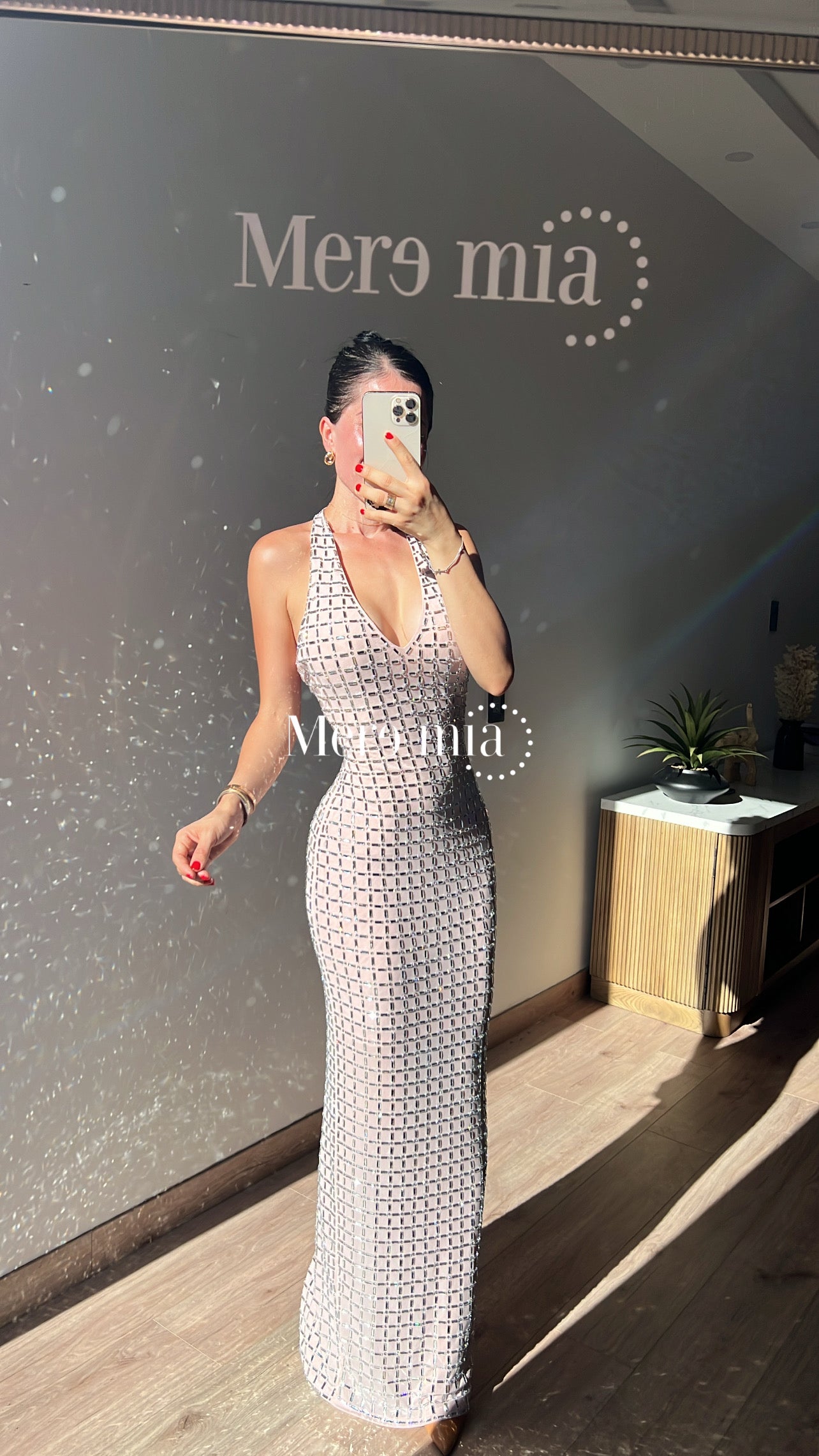 Vestido rosa halter cuad