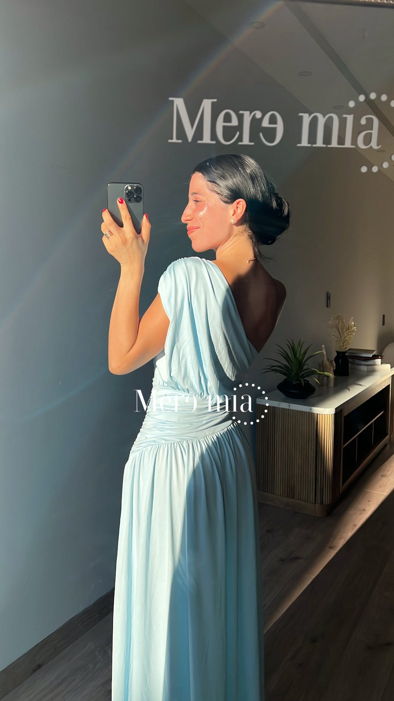 Vestido aqua plisado