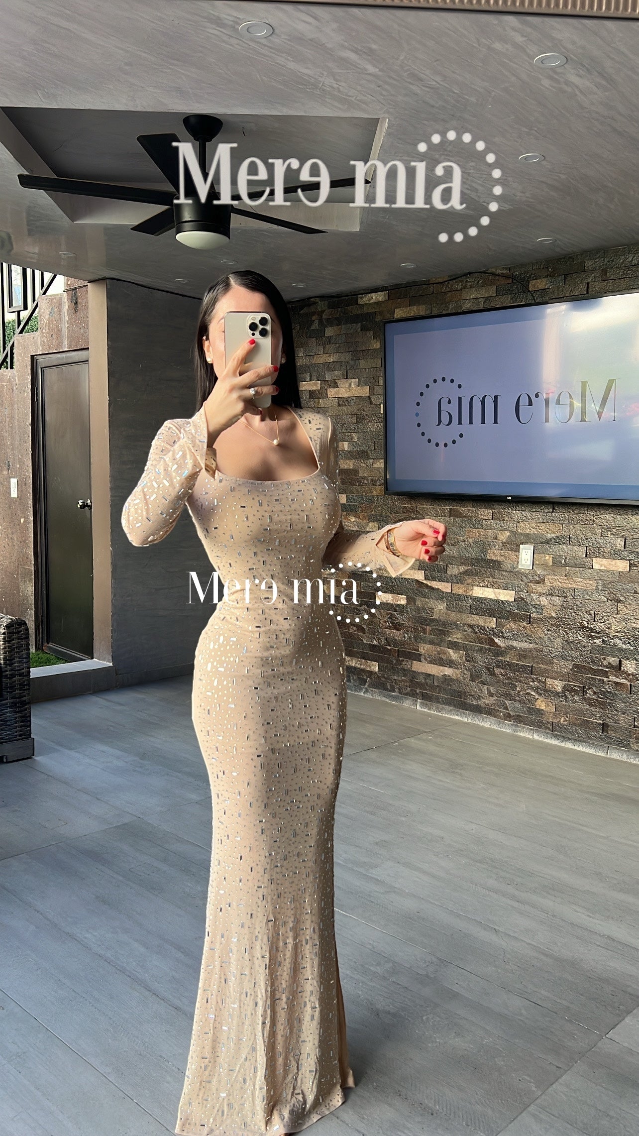 Vestido nude plata ml