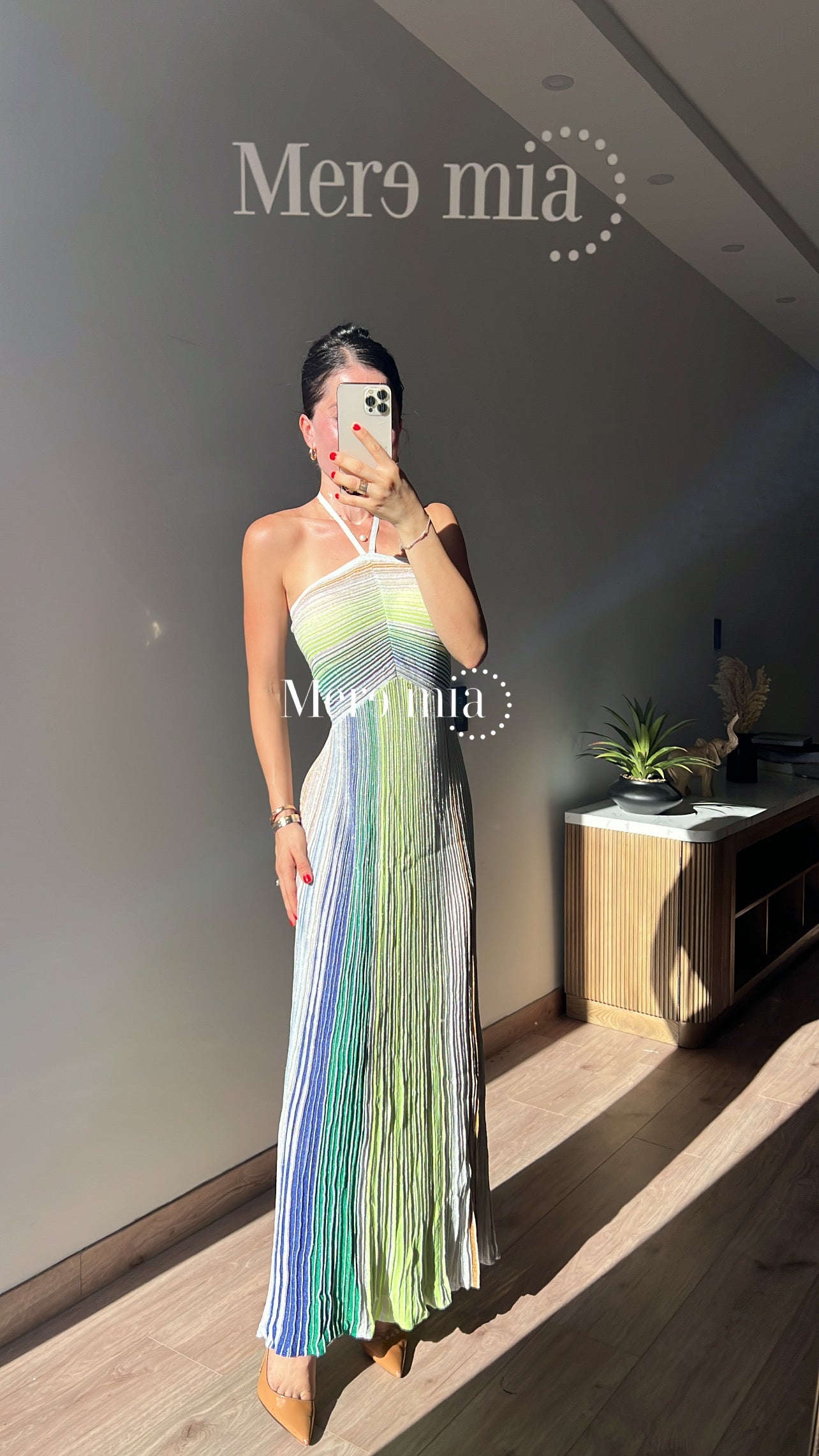 Vestido colores verde rayado