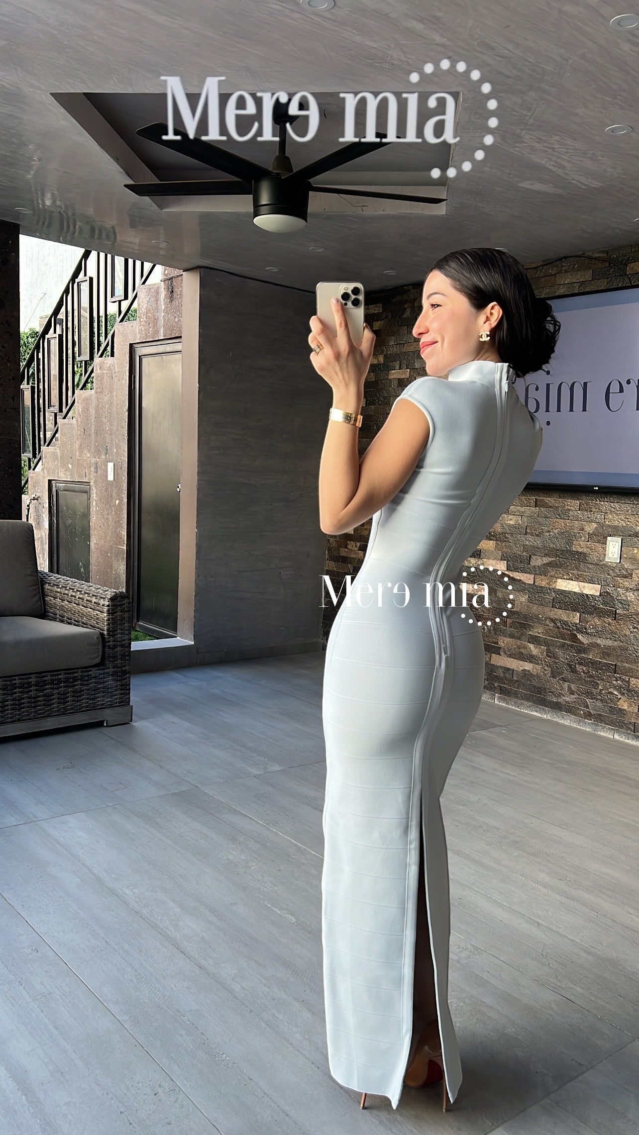 Vestido gris rayado