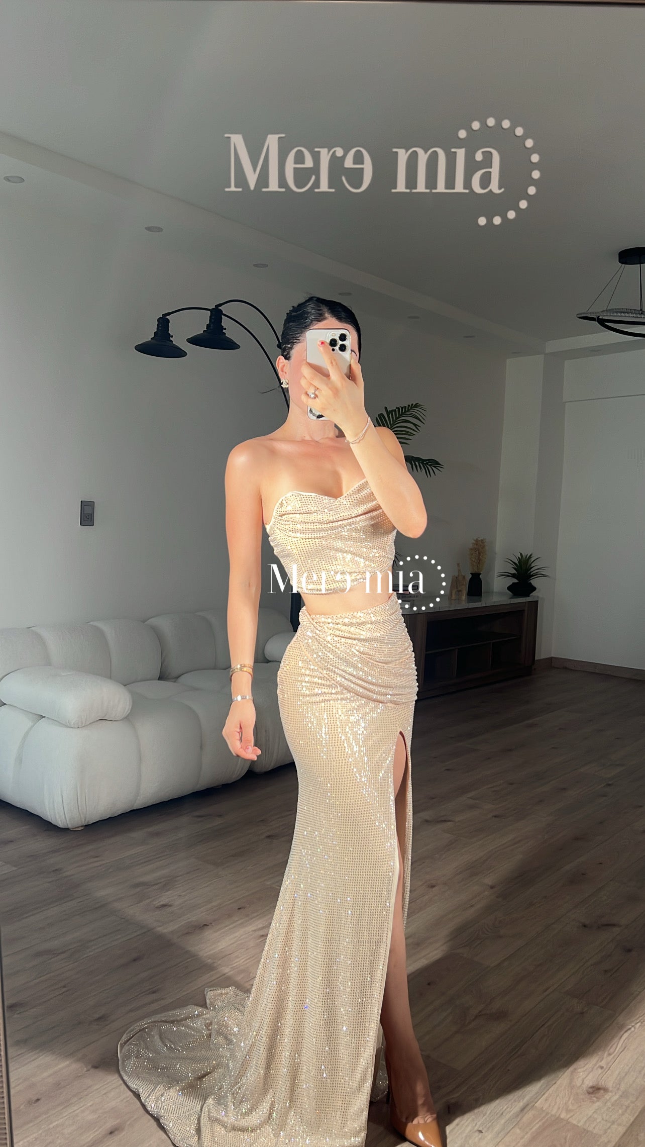 Conjunto beige puntos
