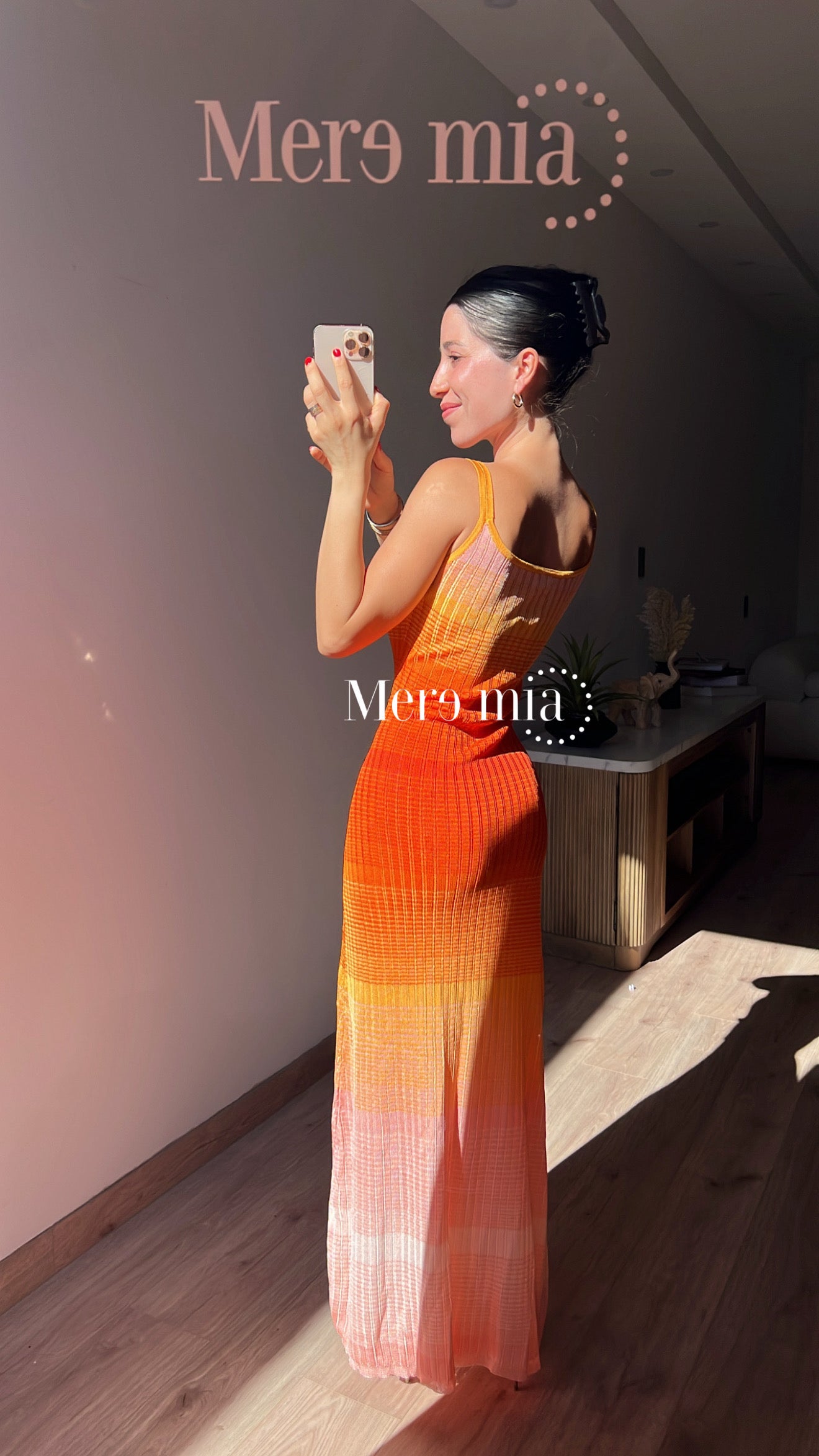 Vestido naranja rayas