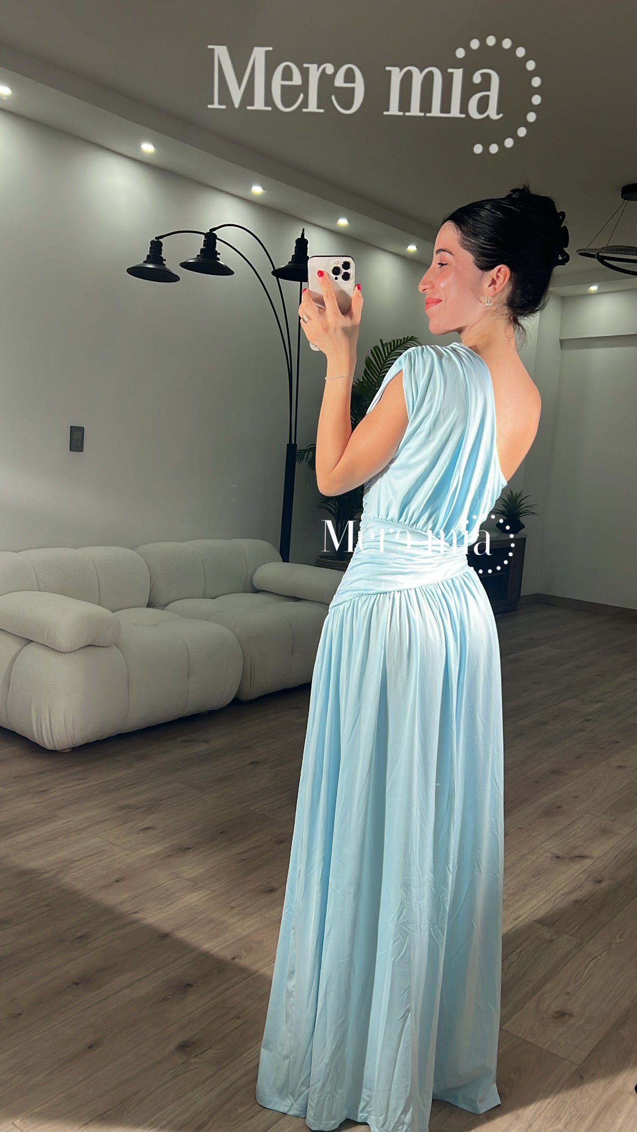 Vestido aqua plisado