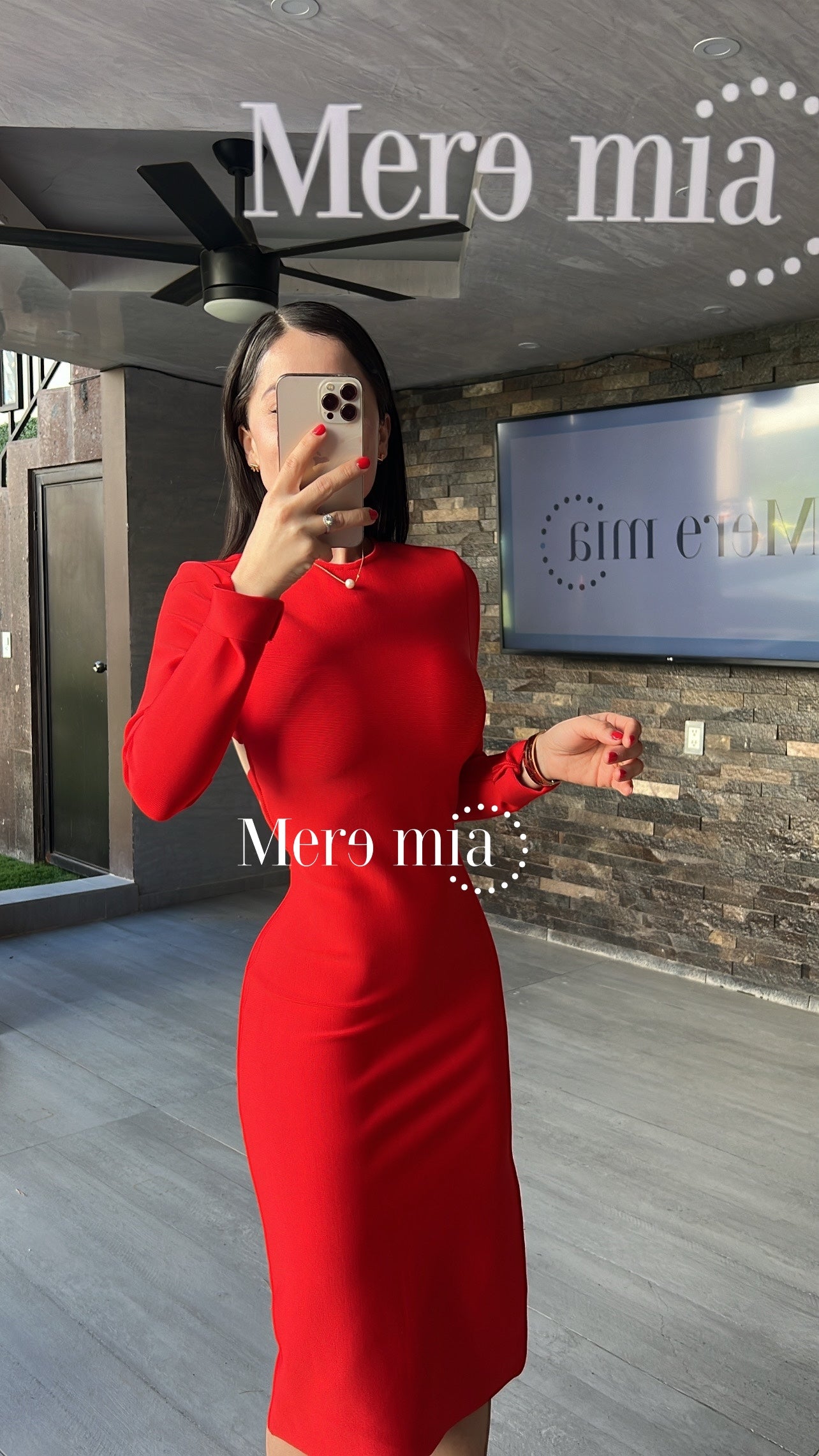 Vestido rojo espalda raya