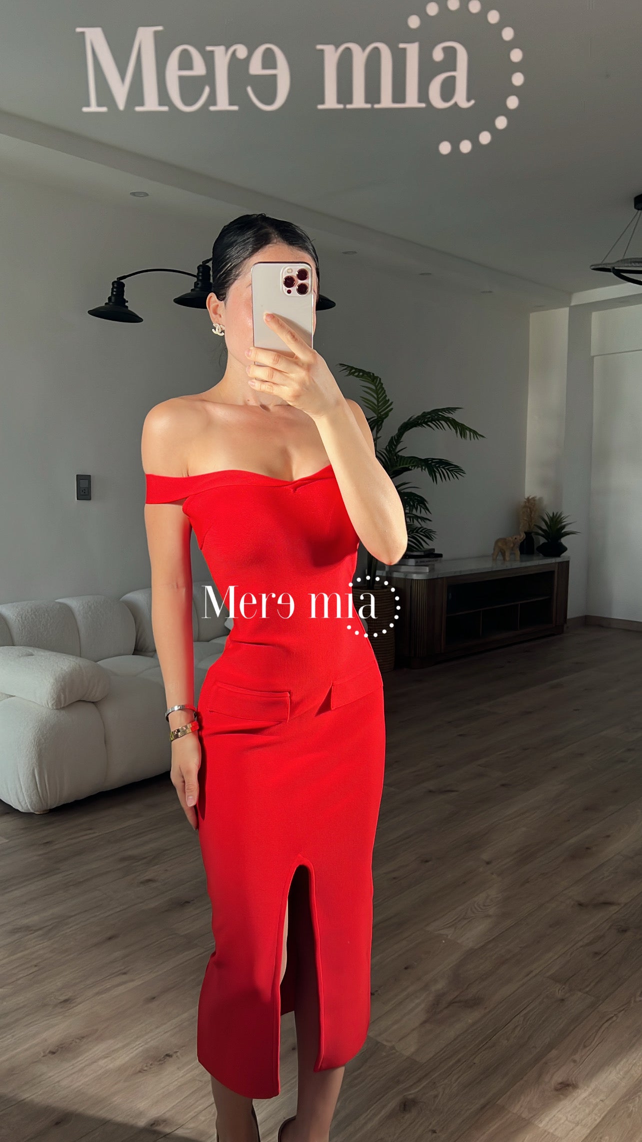 Vestido rojo hombro li