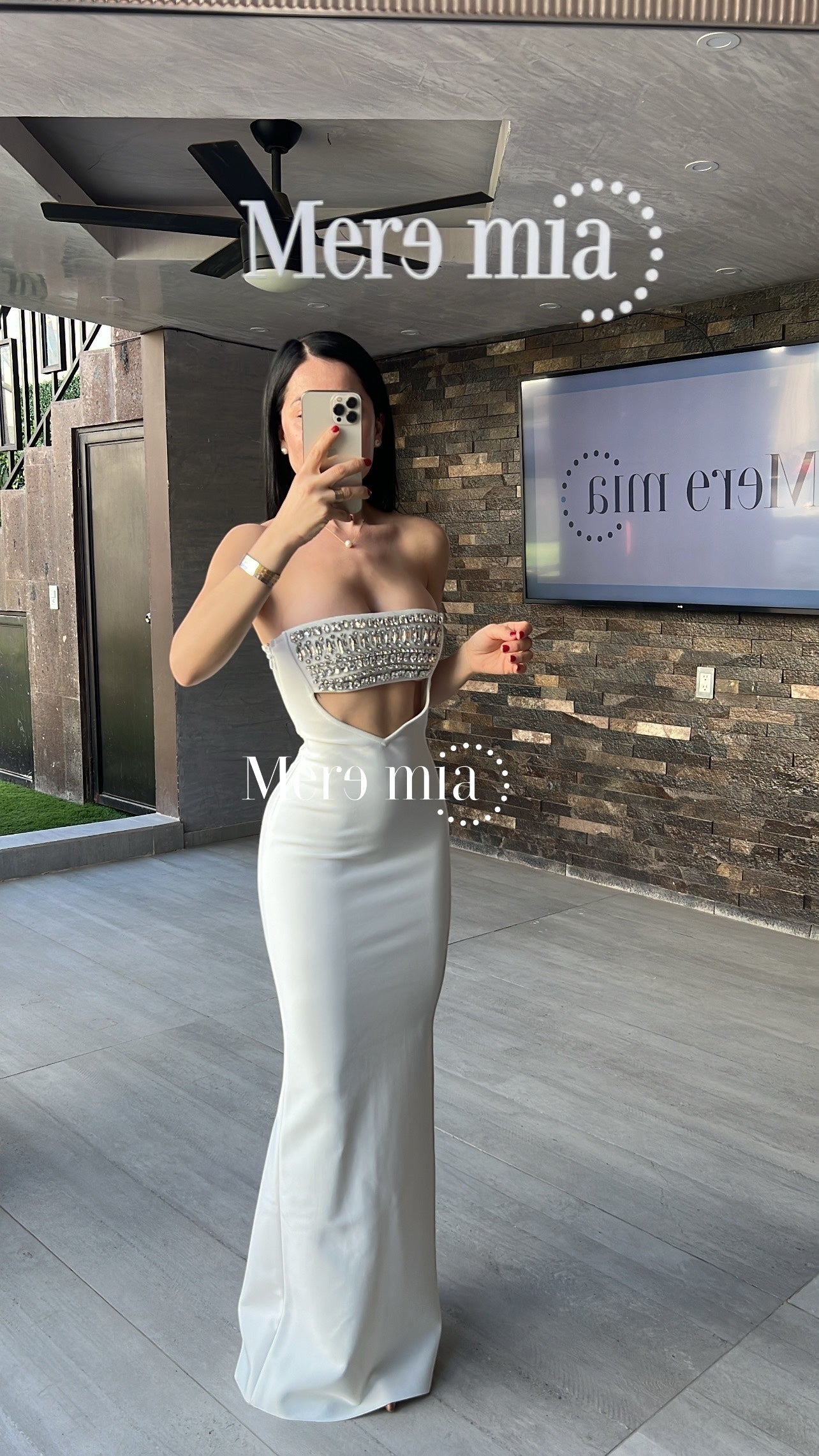 Vestido blanco plata v