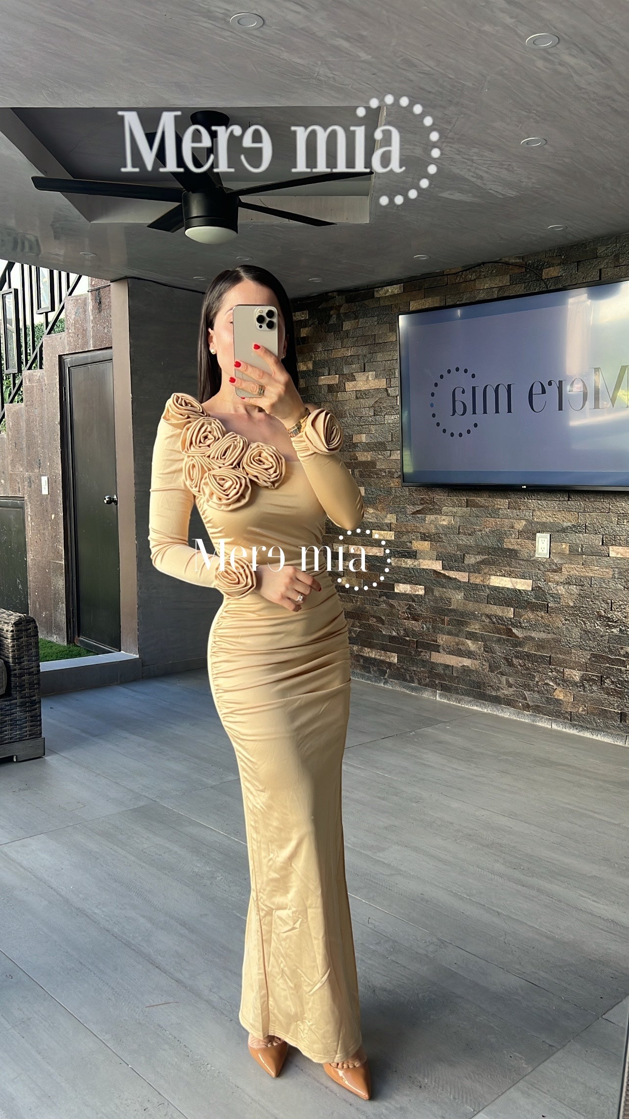 Vestido beige flores