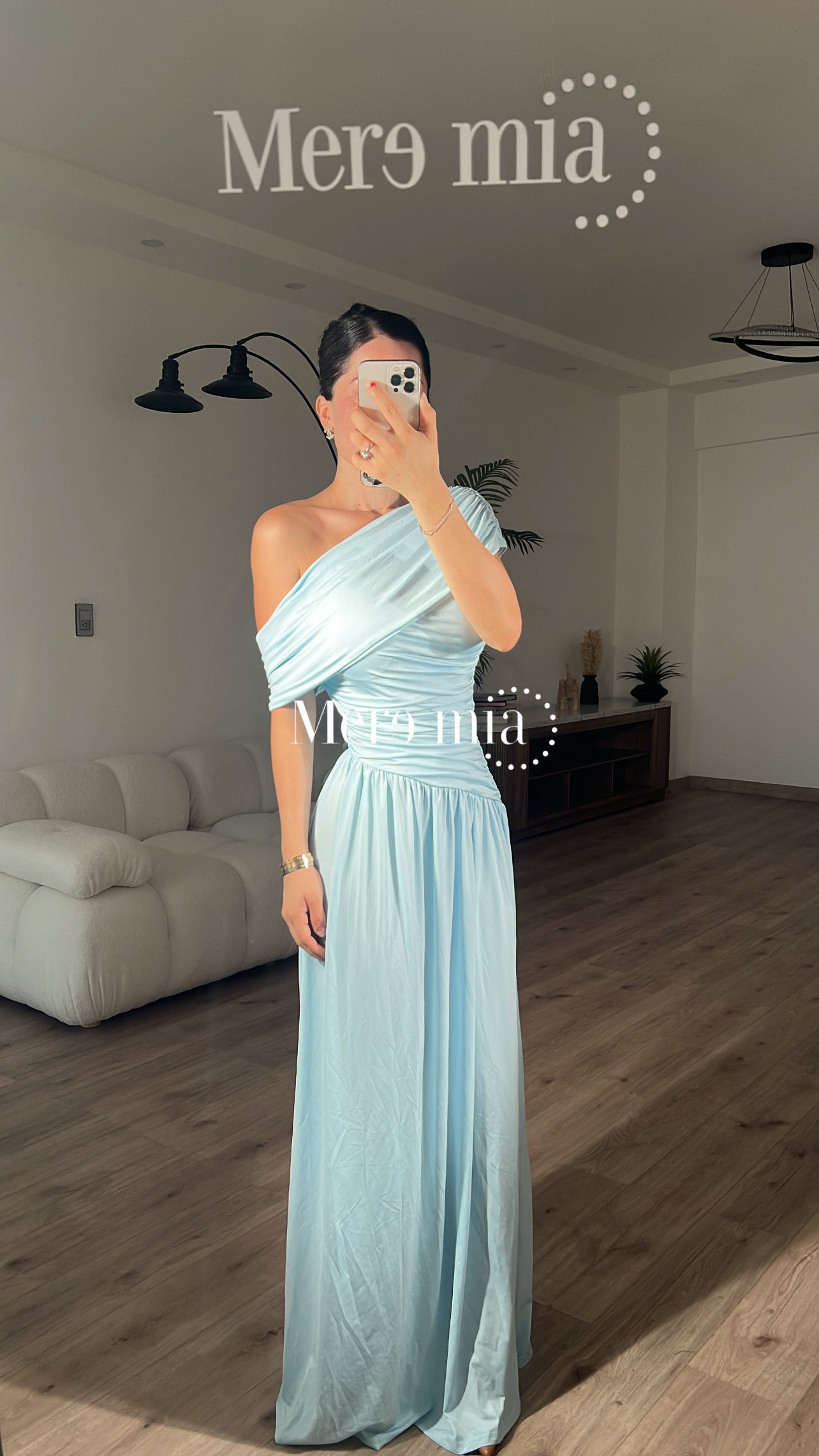 Vestido aqua plisado