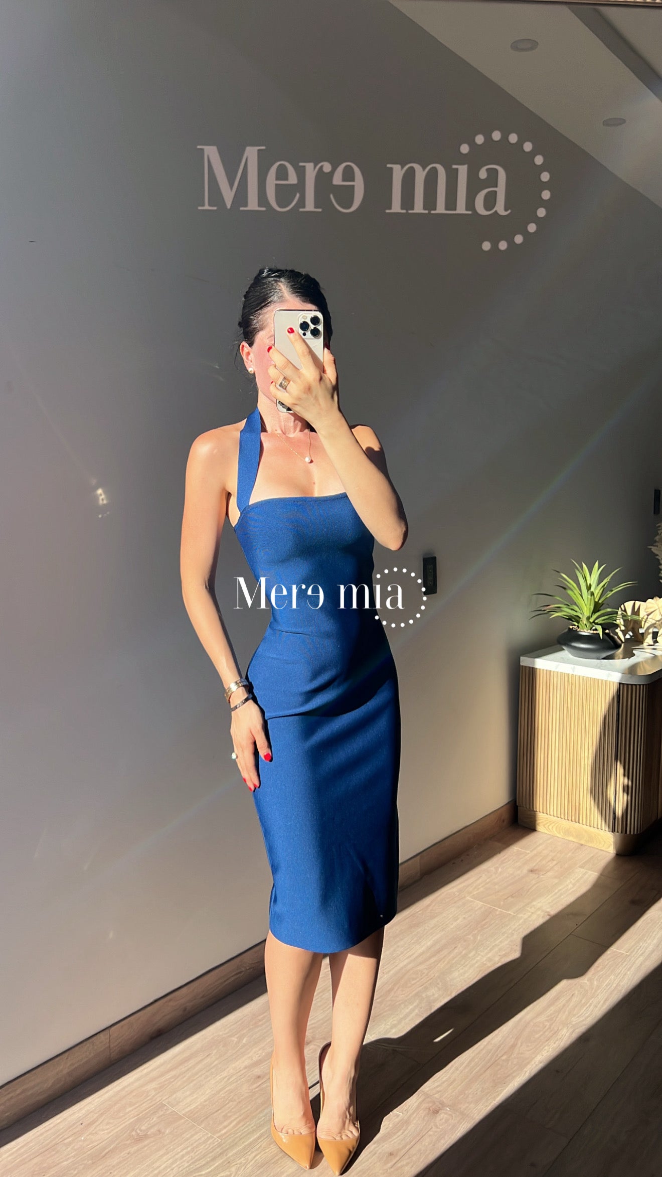 Vestido azul marino halter