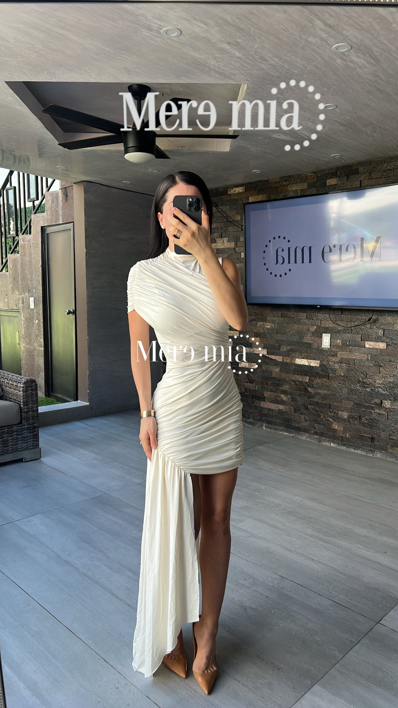 Vestido ivory cruzado