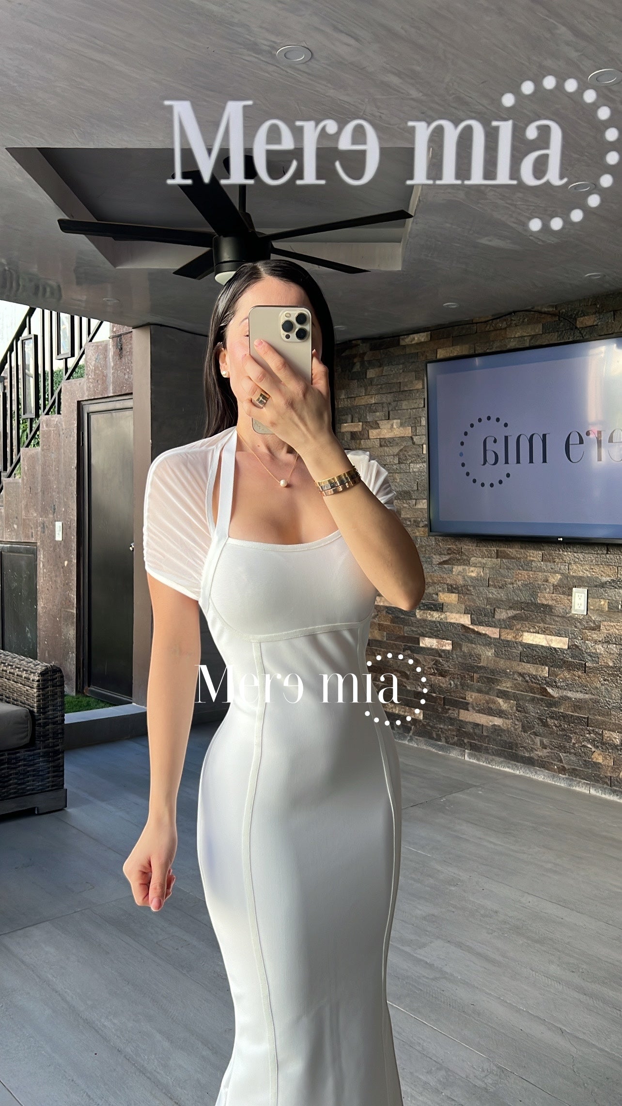Vestido blanco malla halter