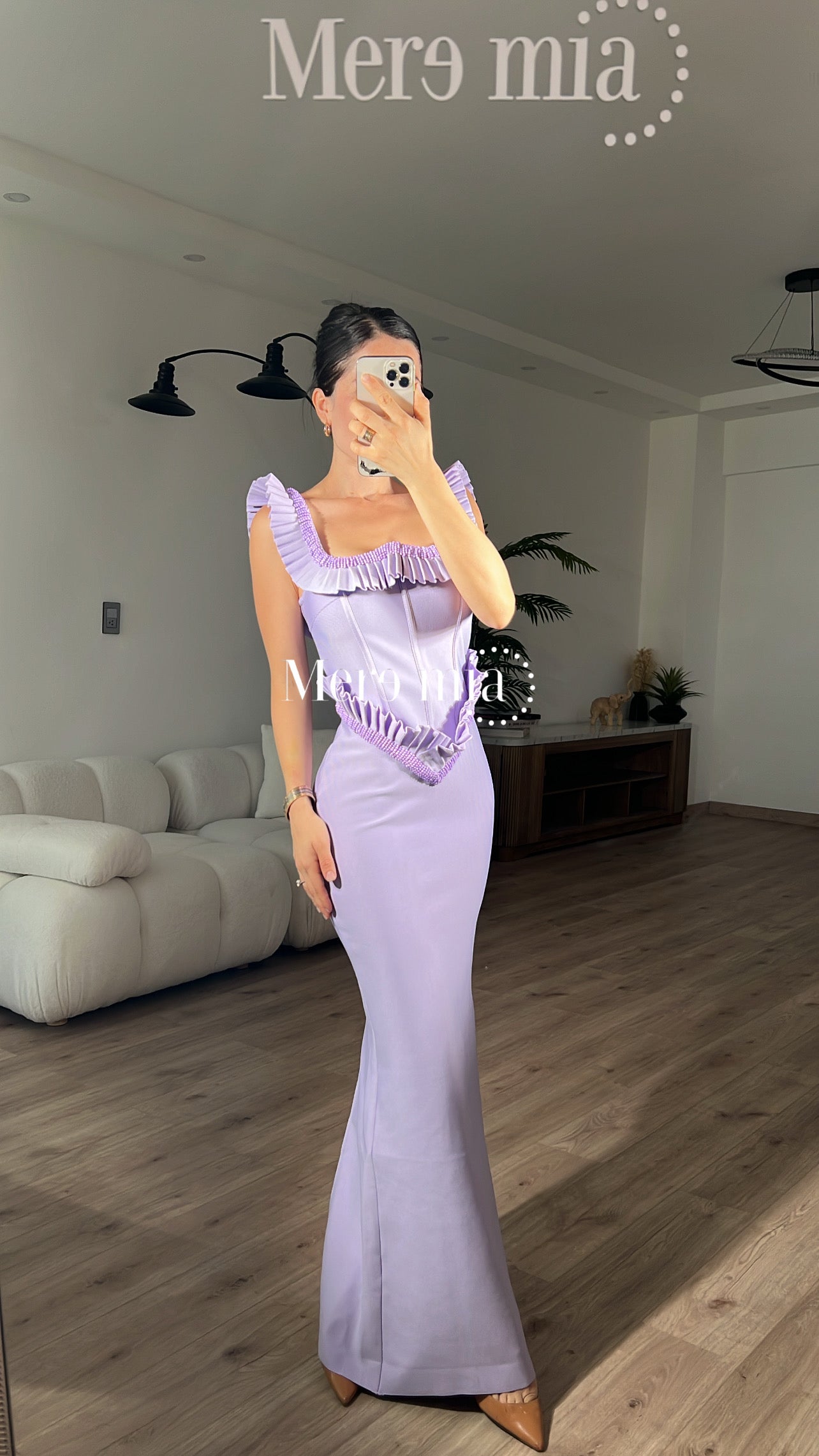 Vestido lila plisado lent