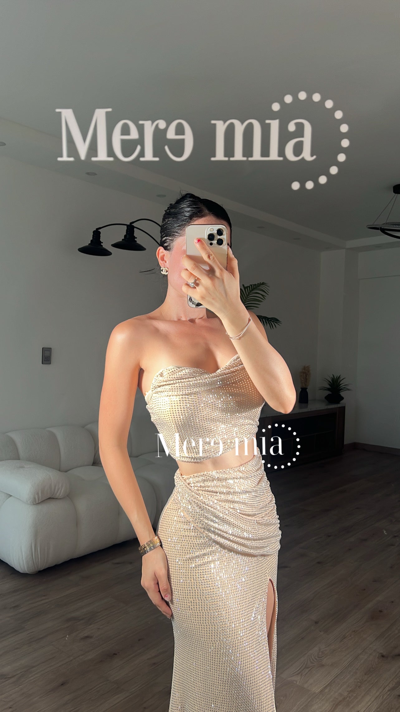 Conjunto beige puntos
