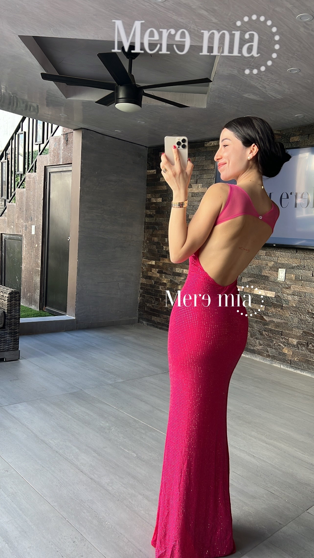 Vestido rosa puntos malla