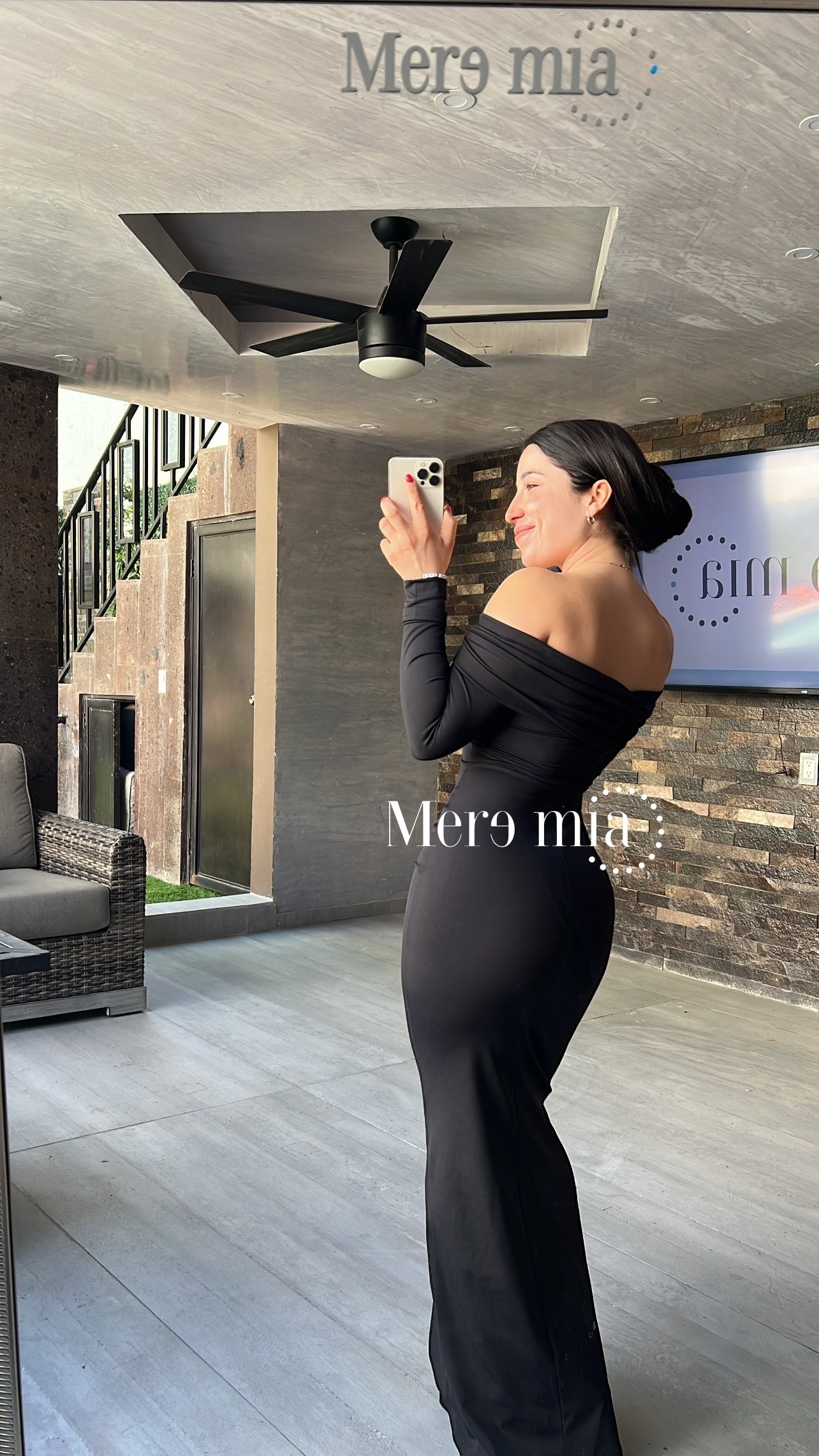 Vestido negro hombros ml