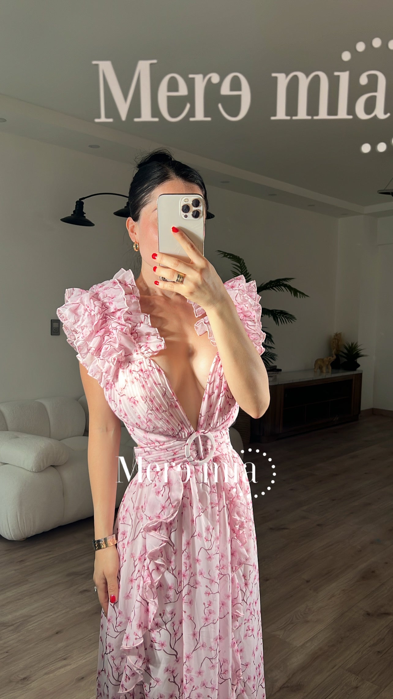 Vestido rosa estamp