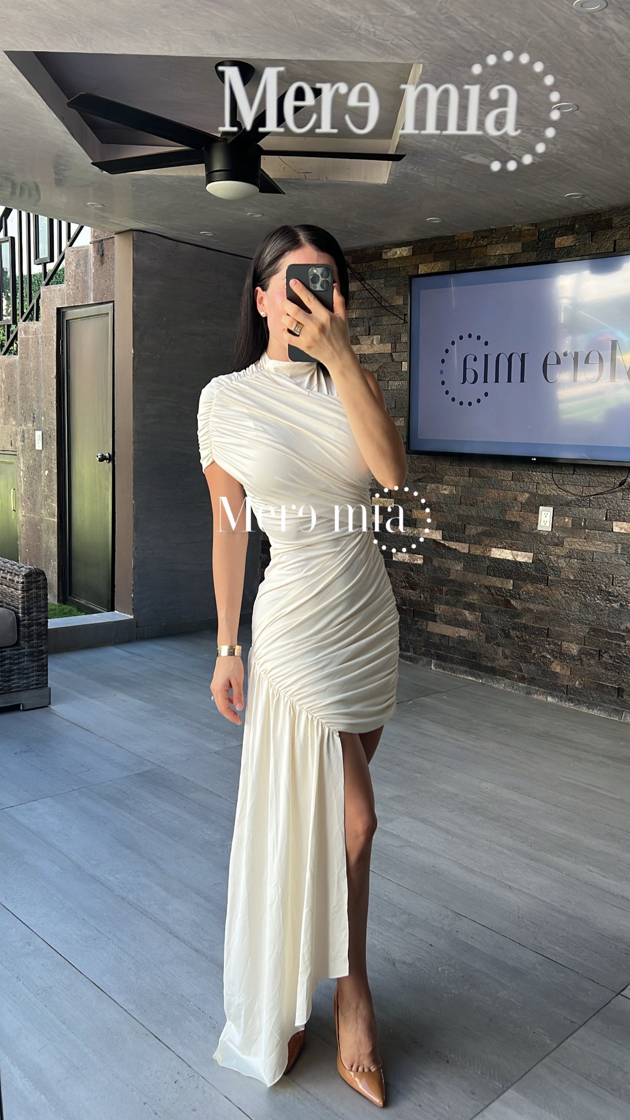 Vestido ivory cruzado