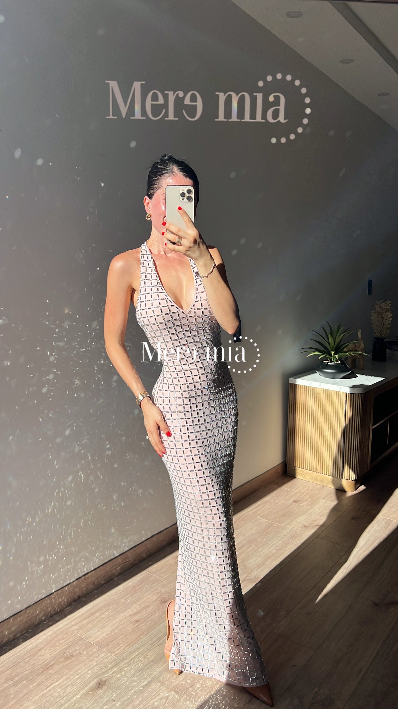 Vestido rosa halter cuad
