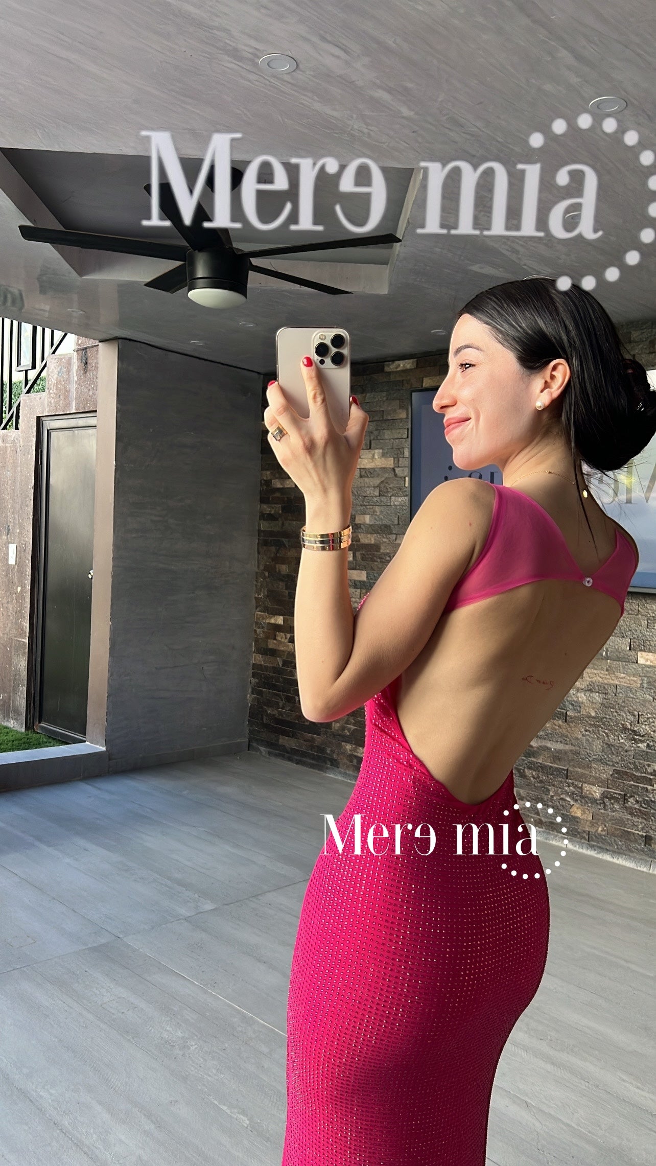 Vestido rosa puntos malla