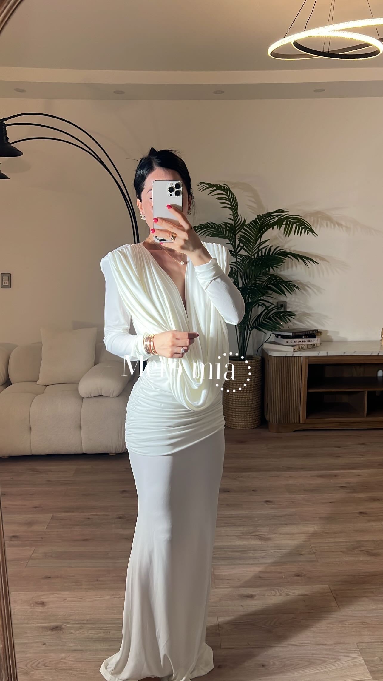 Vestido blanco plisado U