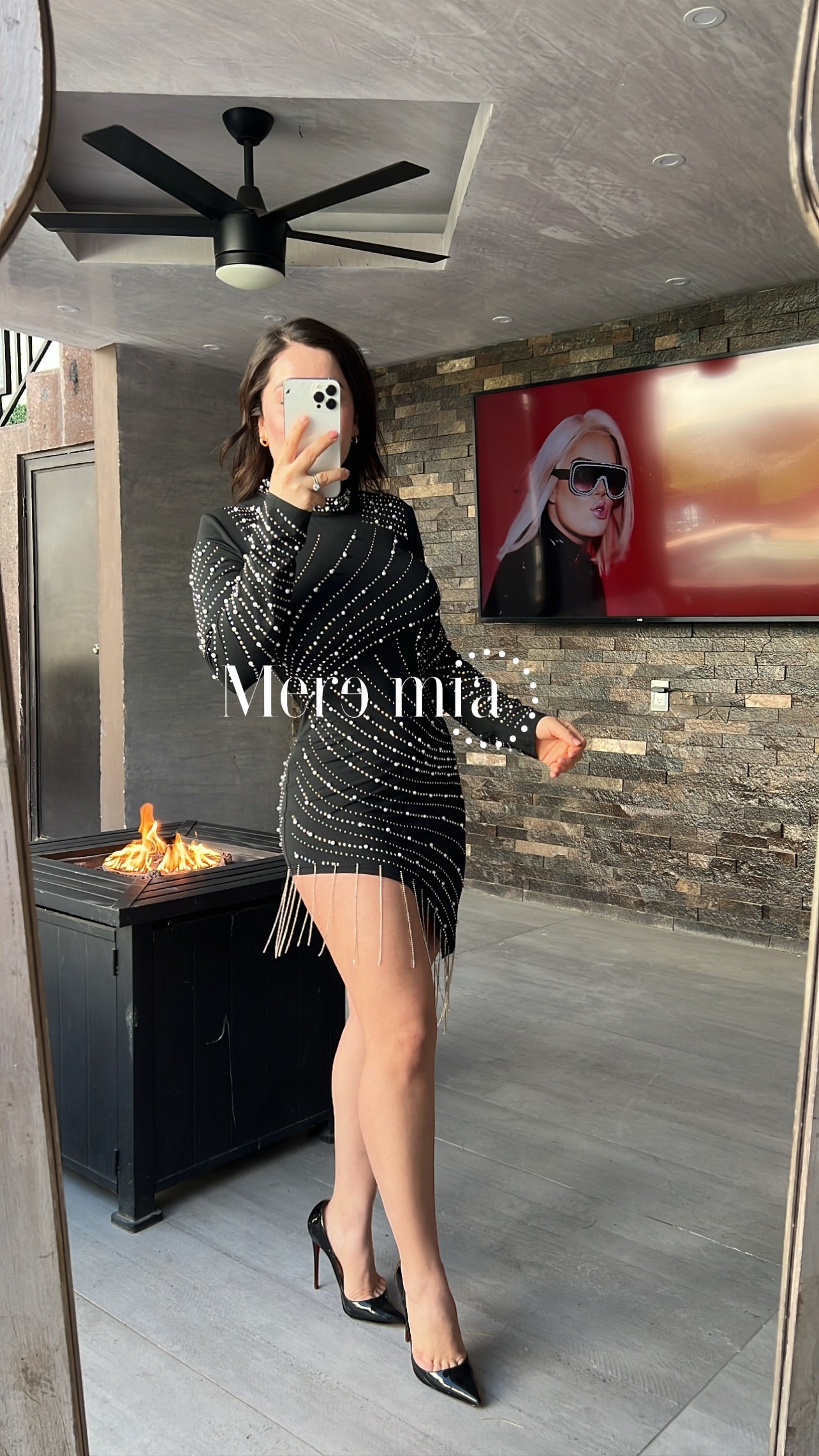 Vestido negro Perlas