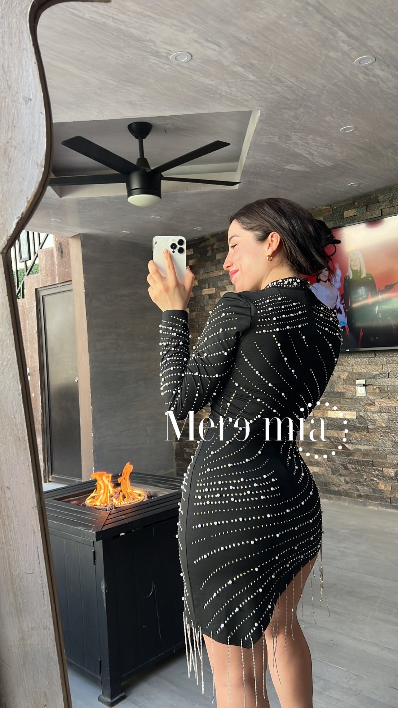 Vestido negro Perlas
