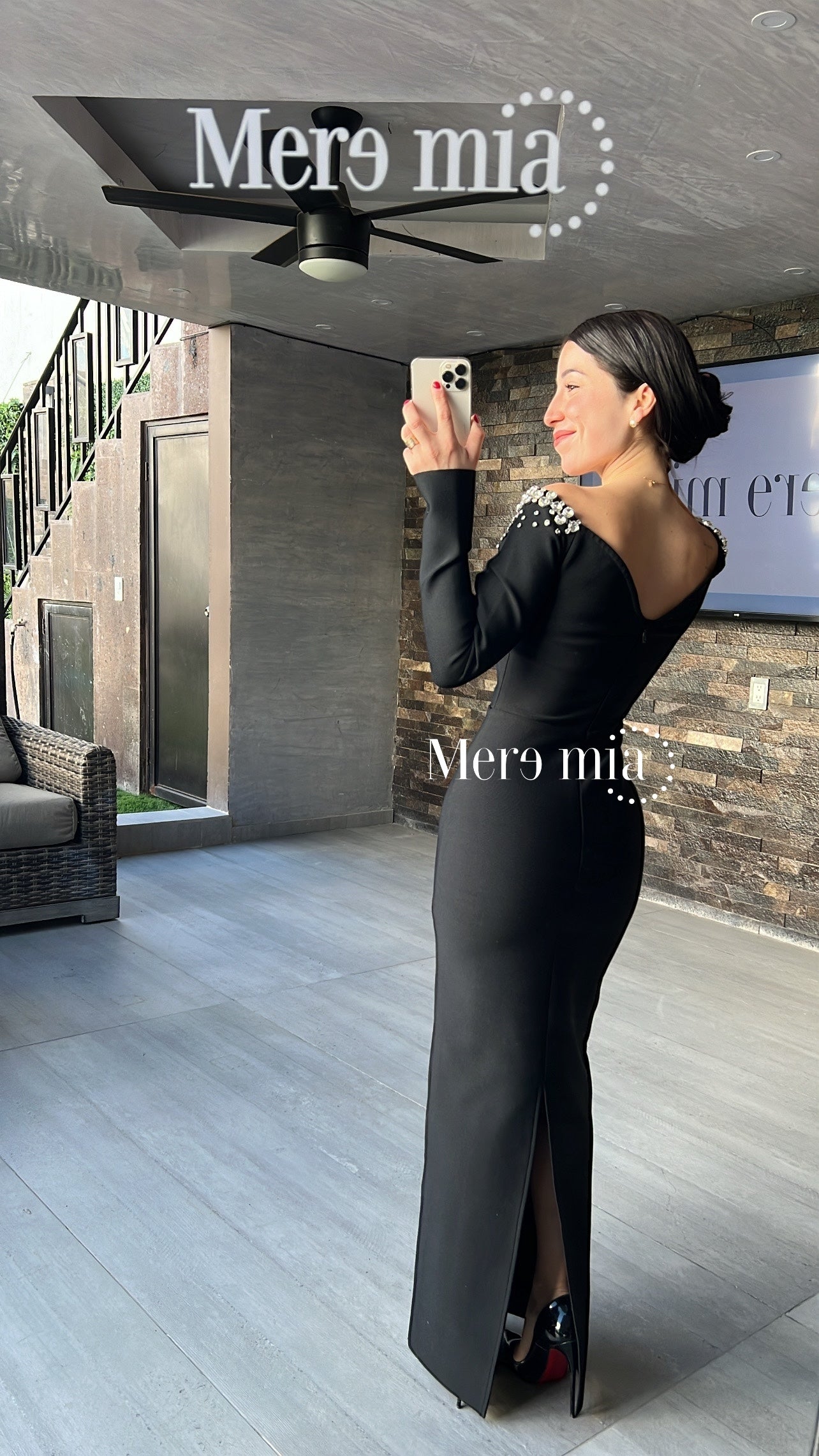 Vestido negro perlas ml