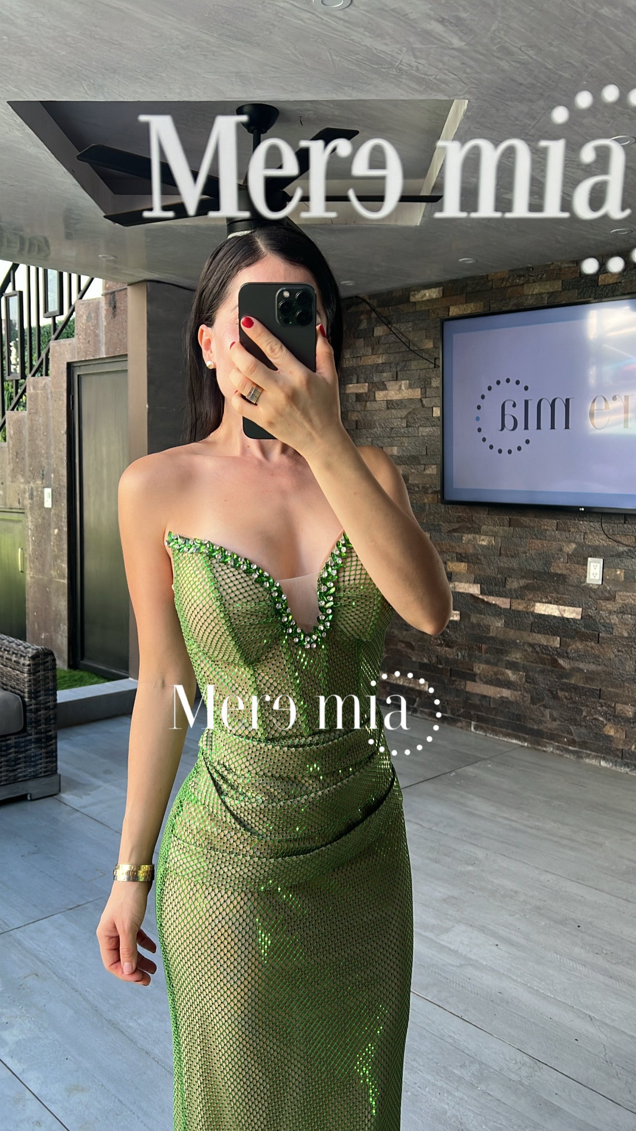 Vestido verde torn apl