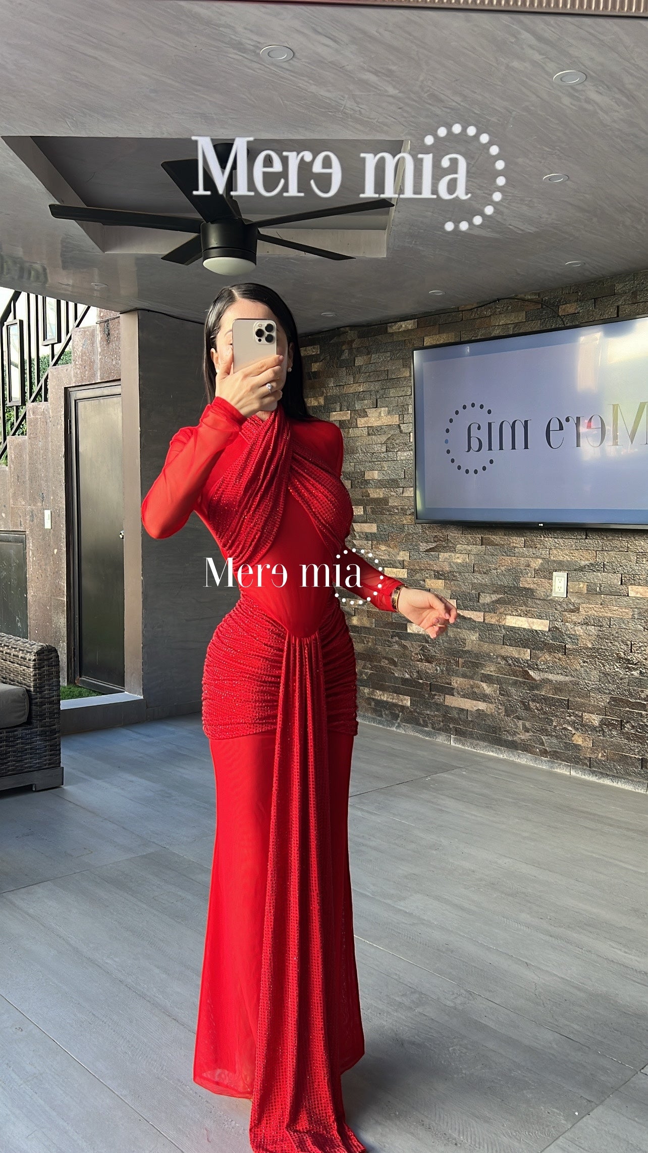 Vestido rojo puntos malla