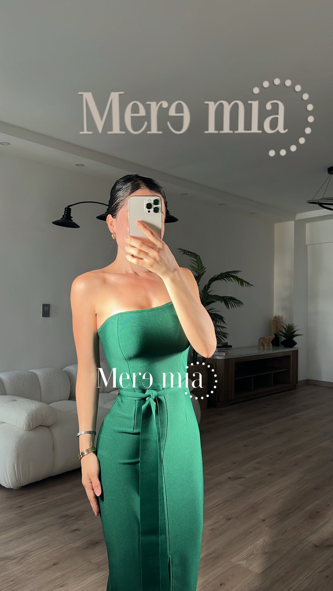 Vestido verde strapples