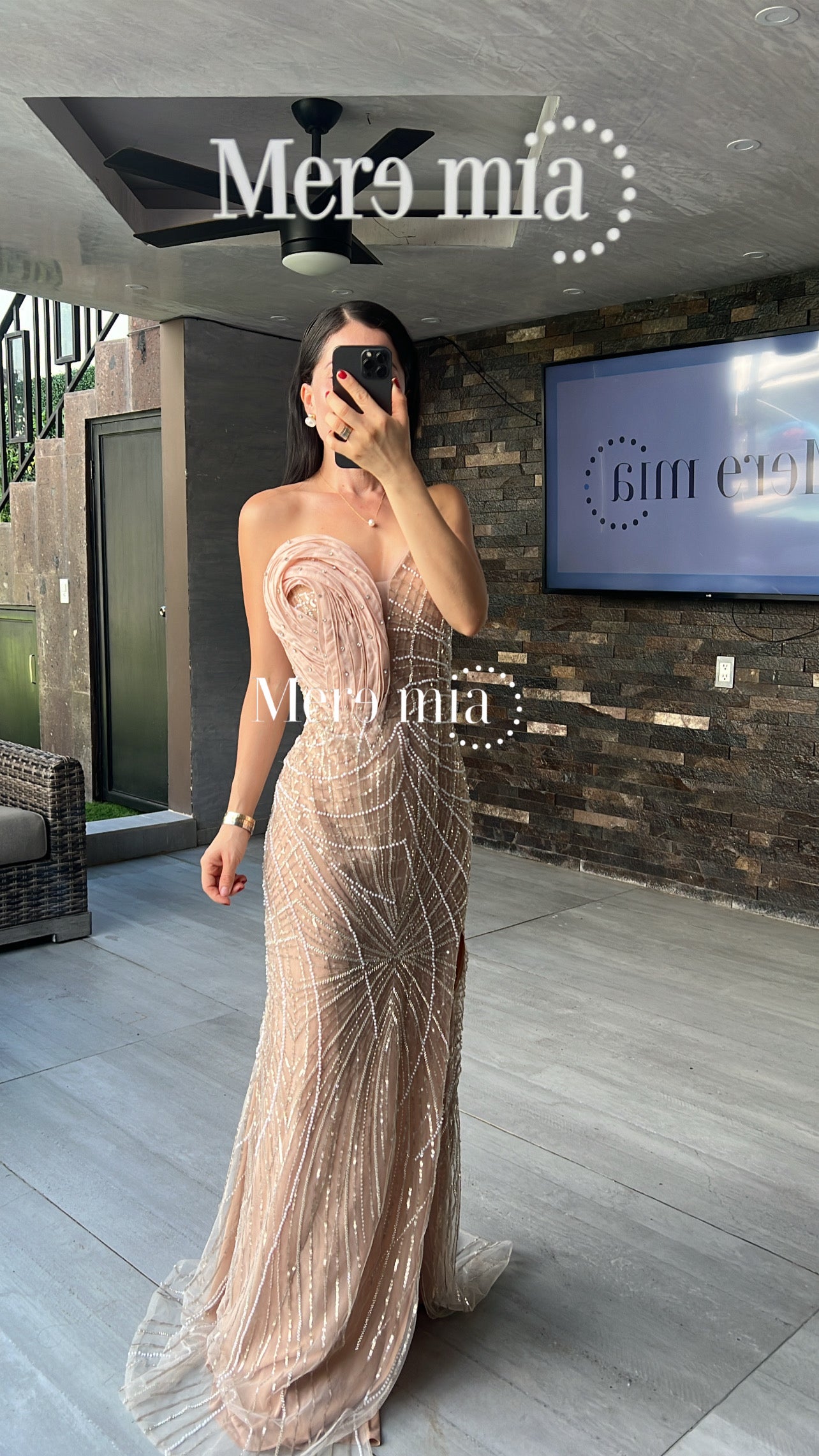 Vestido moka perlas lent