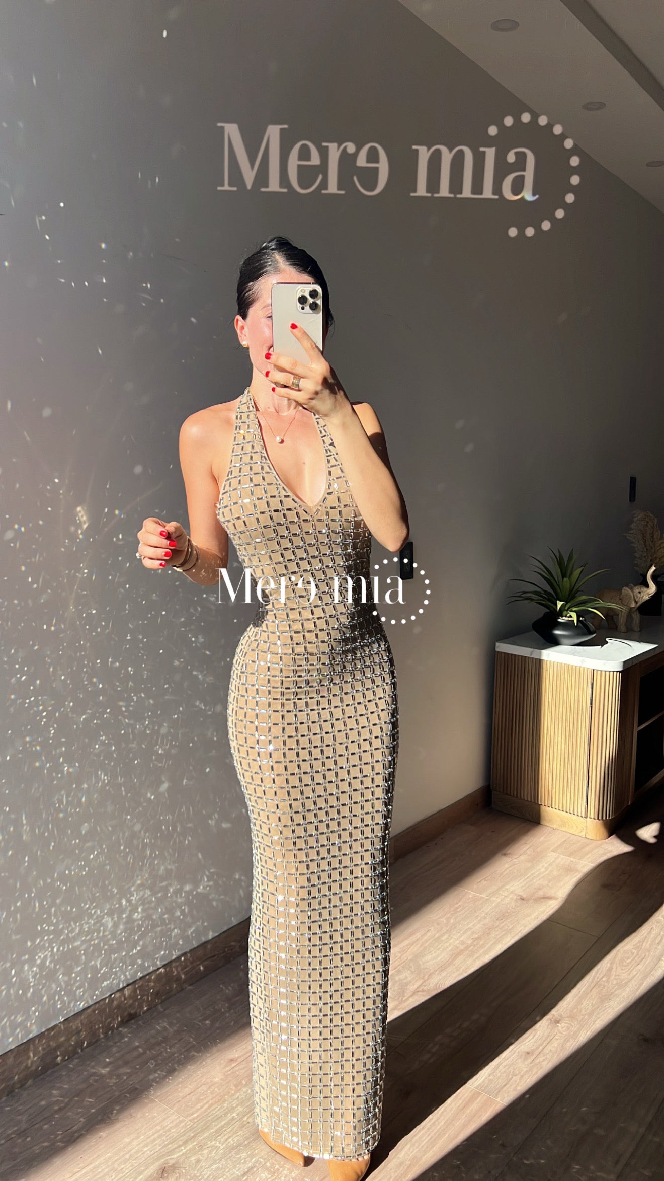 Vestido moka halter plata