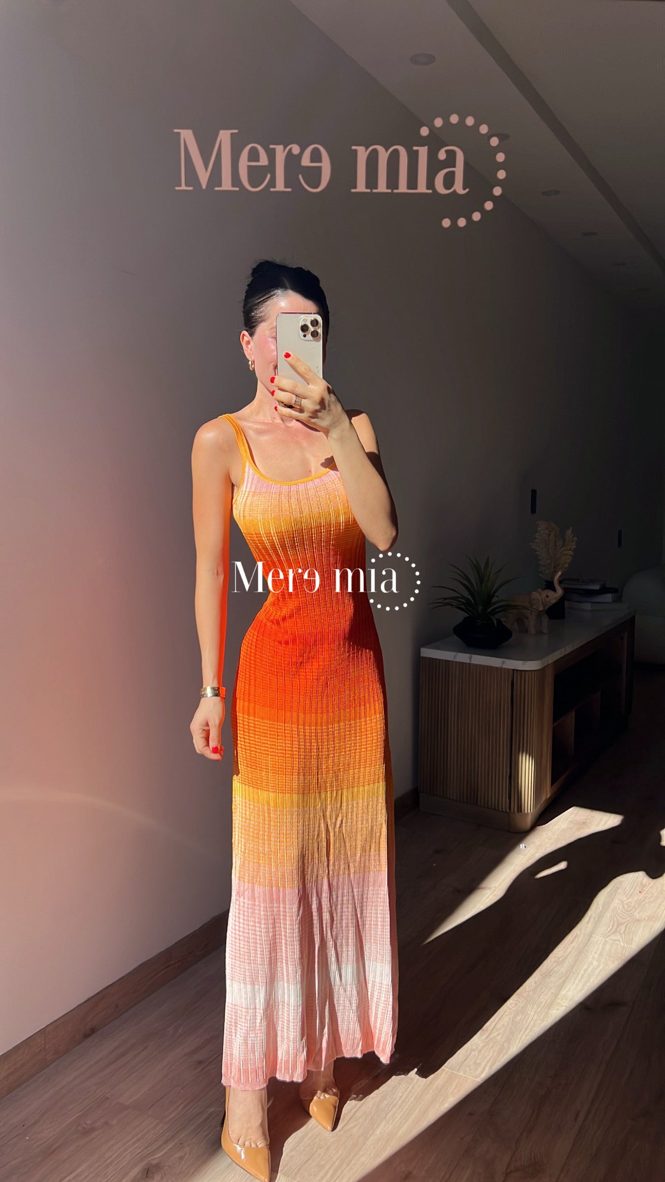 Vestido naranja rayas