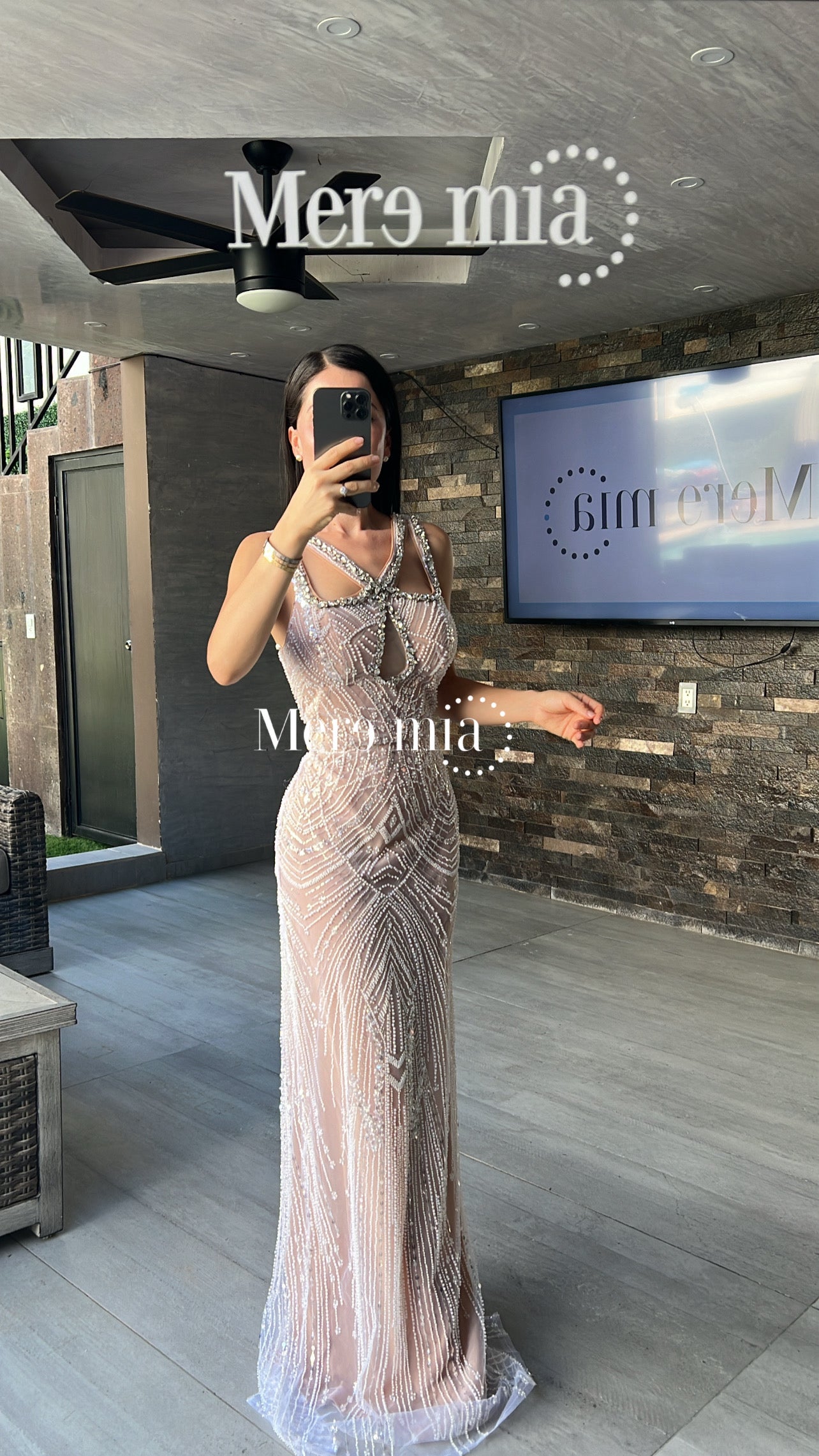 Vestido nude perlas apl V