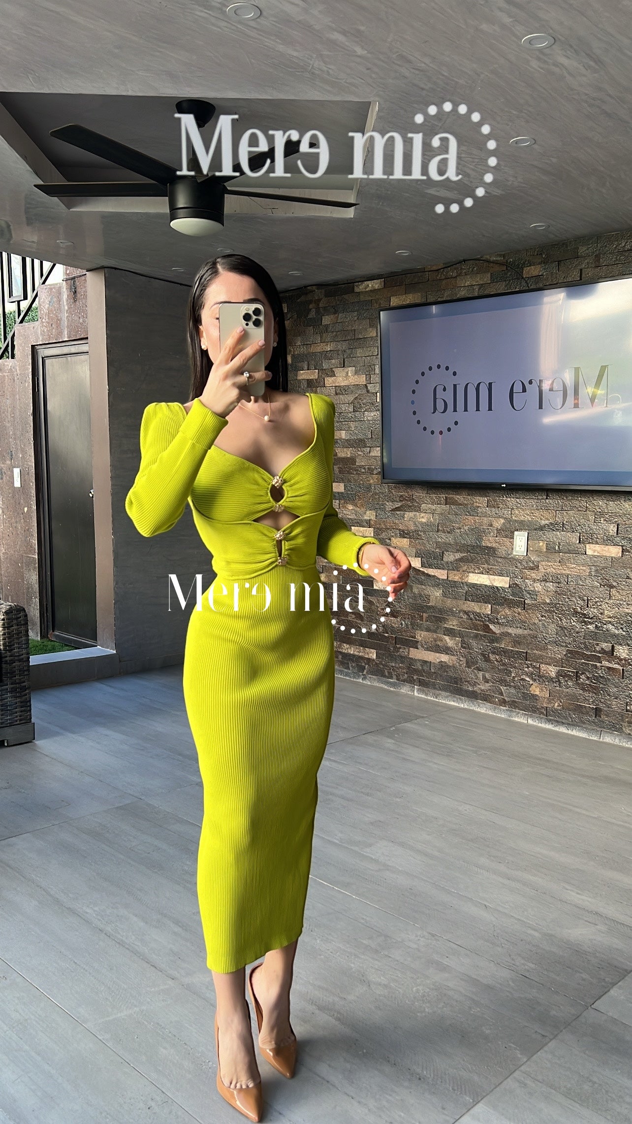 Vestido rayado verde lim