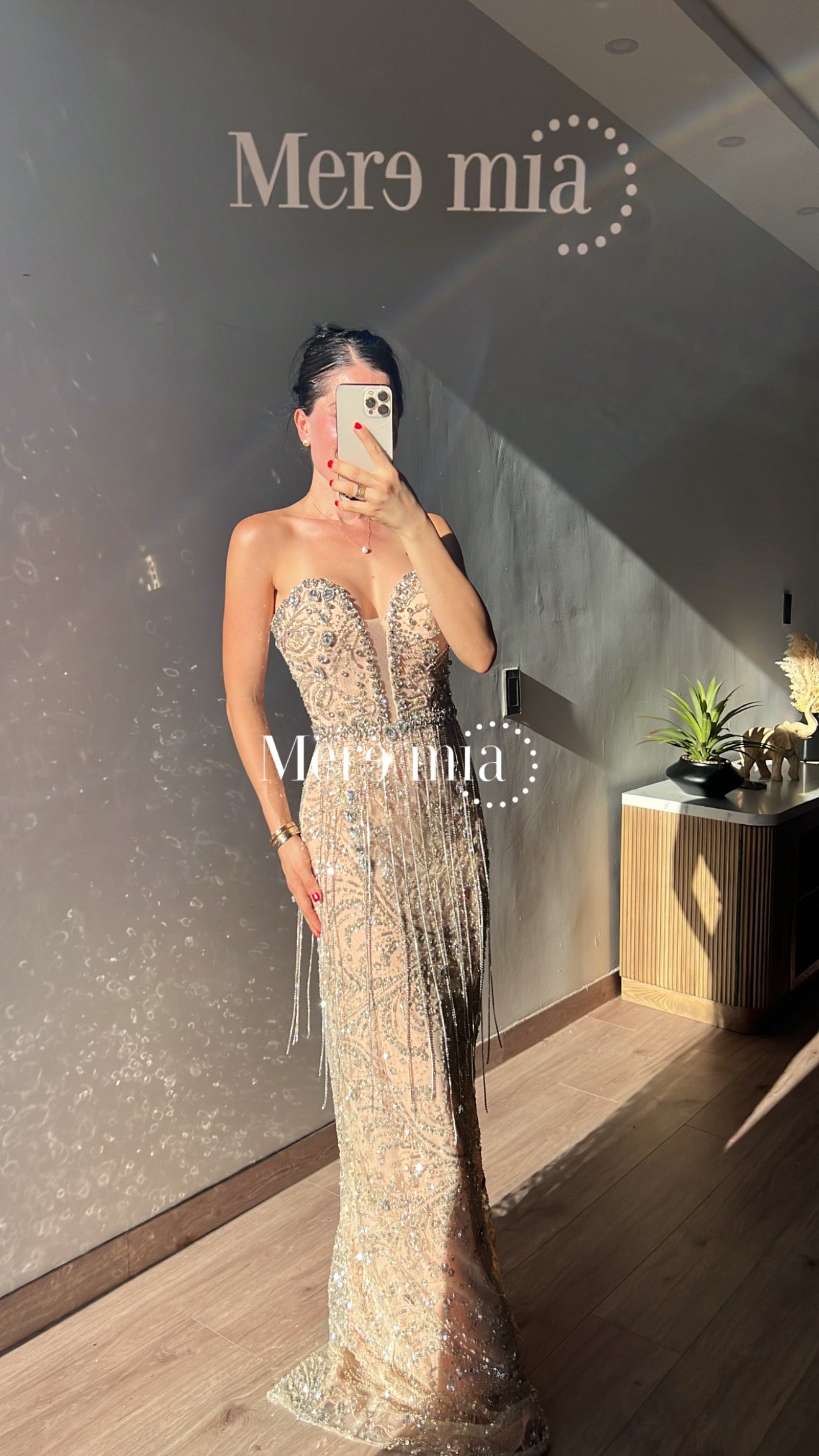 Vestido plata nude barbas
