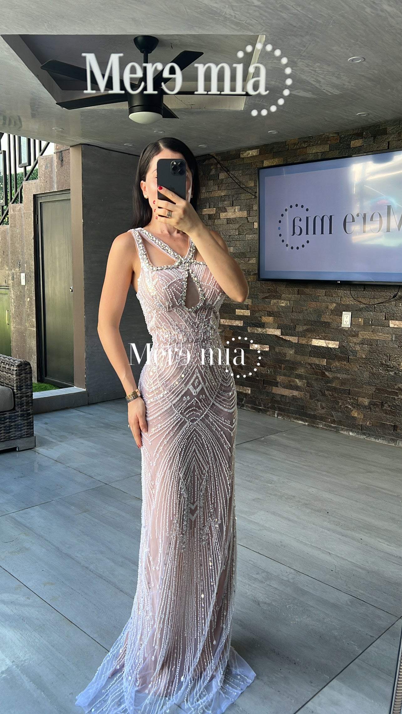 Vestido nude perlas apl V
