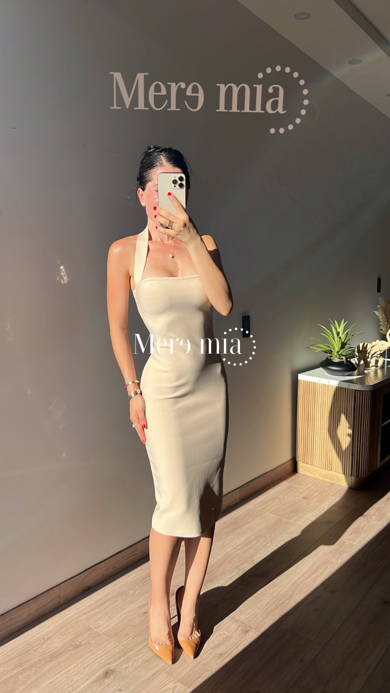 Vestido beige halter