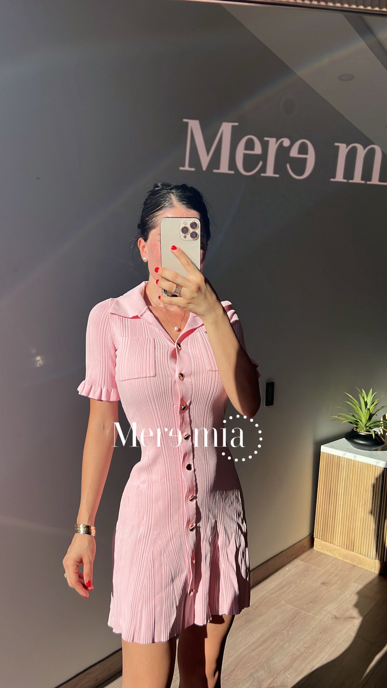 Vestido rosa rayado mc