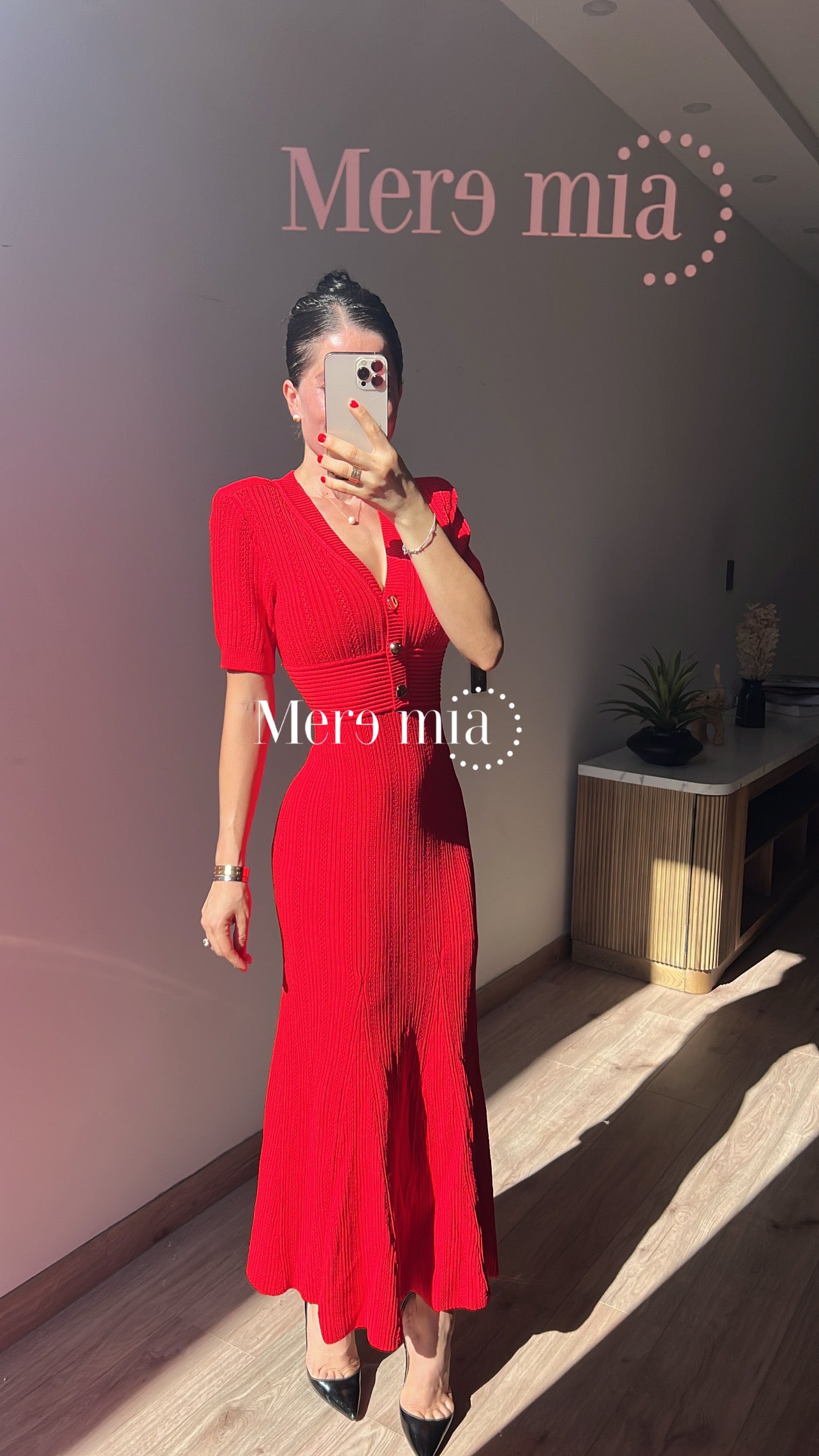 Vestido rojo rayado mc