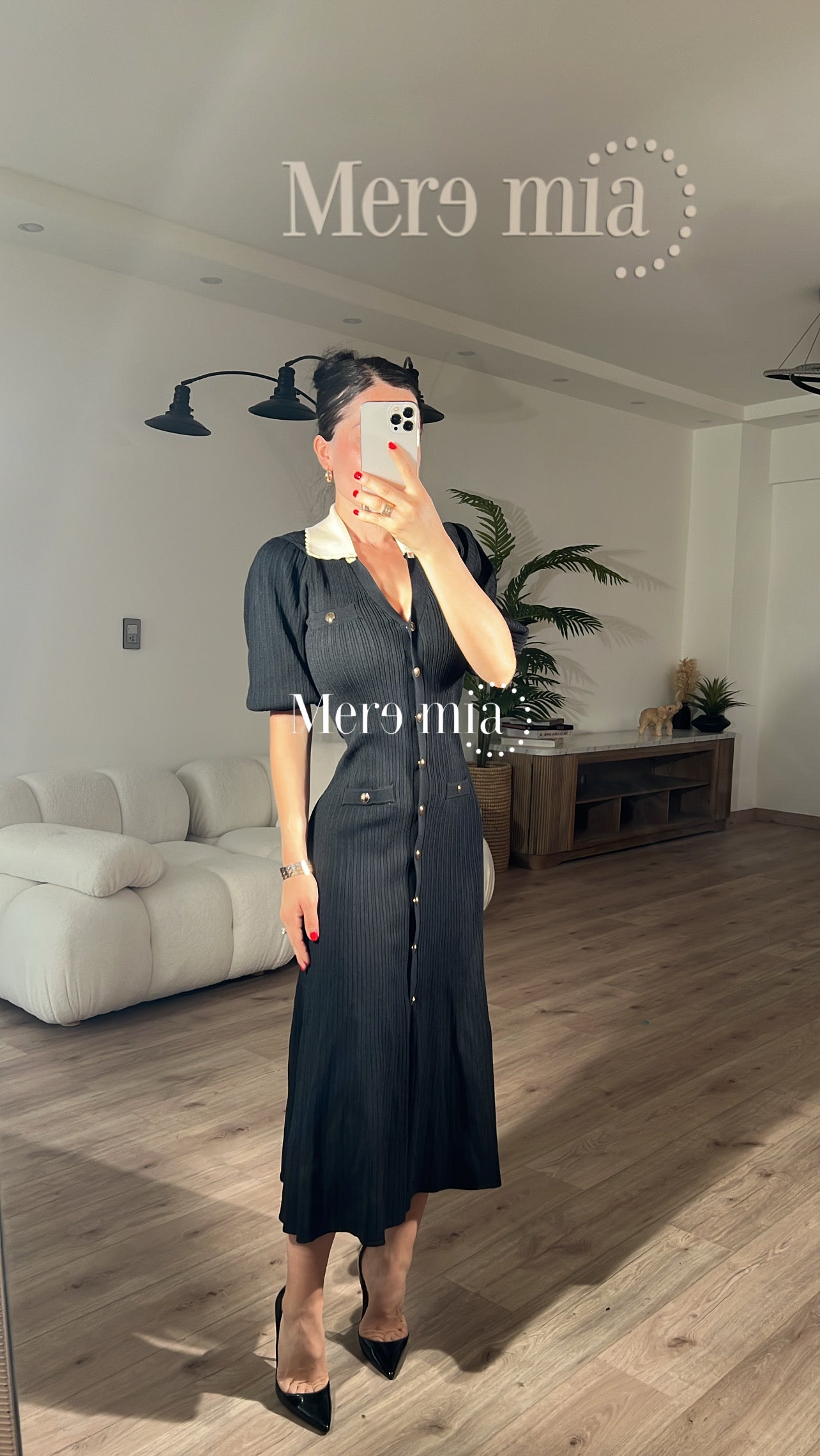 Vestido negro rayado mc