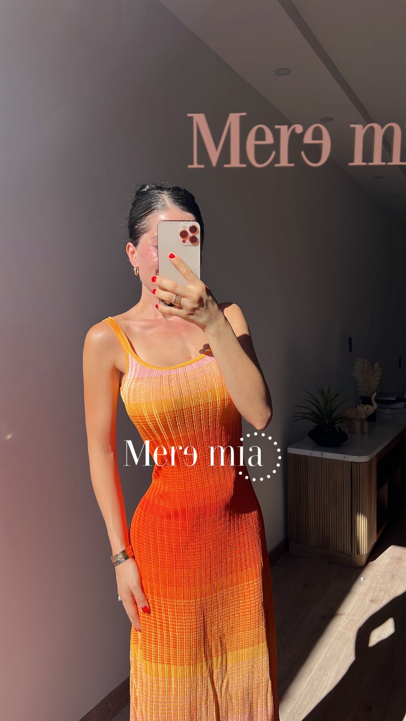 Vestido naranja rayas