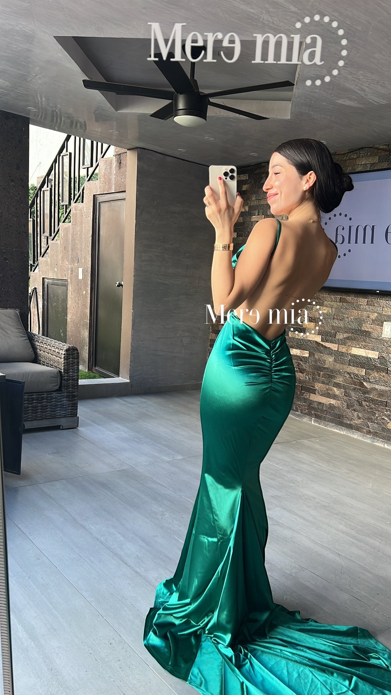 Vestido verde sat espalda