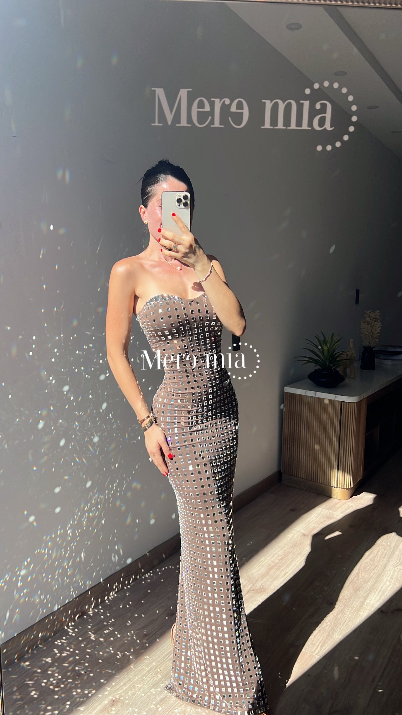 Vestido cuadros plata