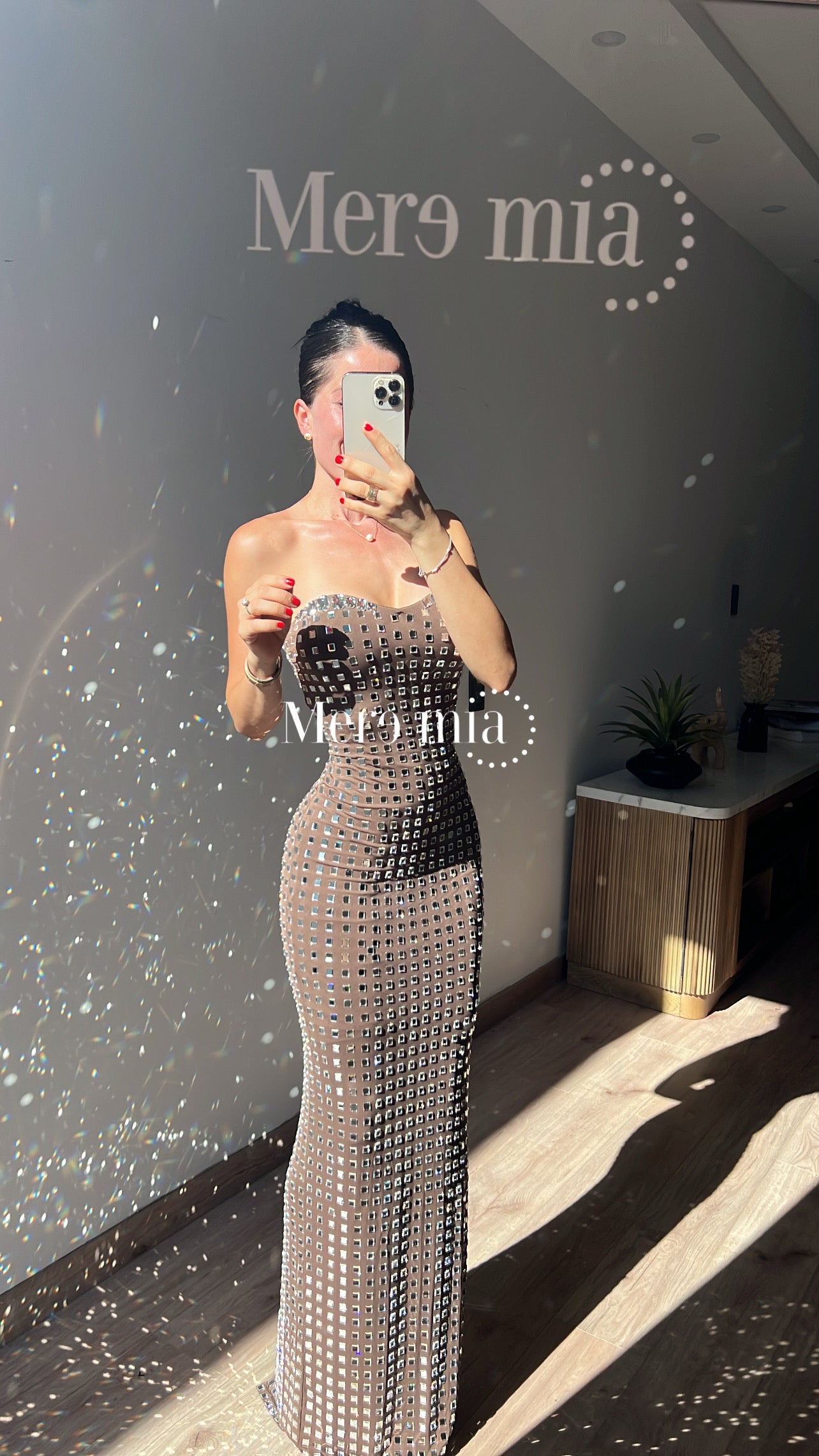 Vestido cuadros plata