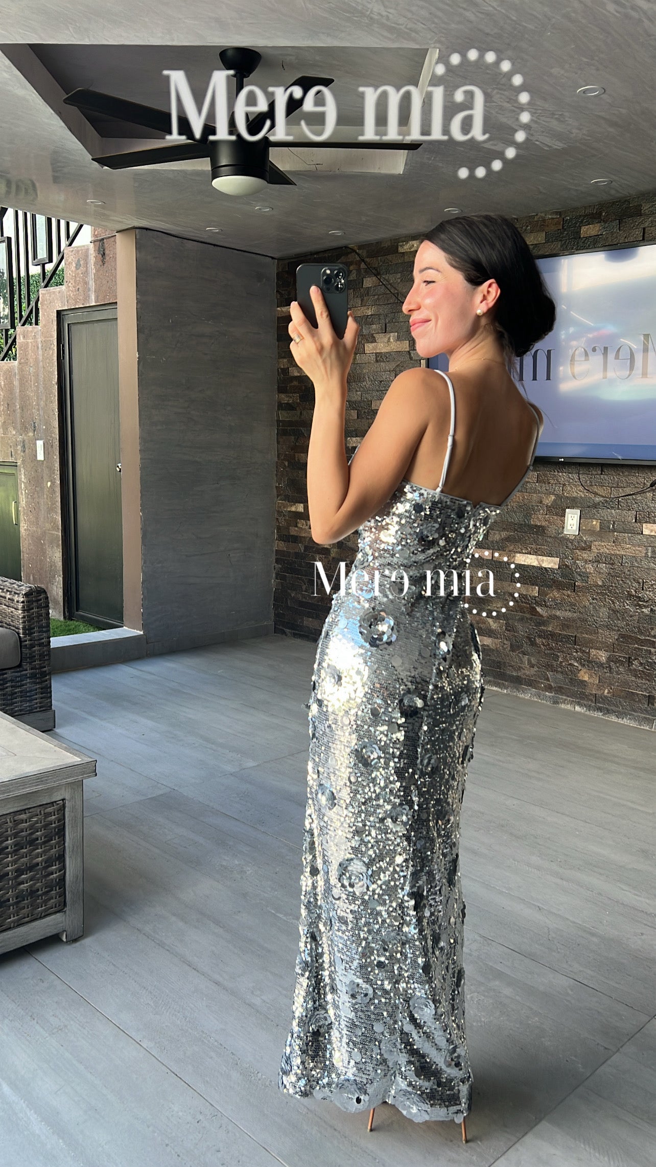 Vestido flores plata