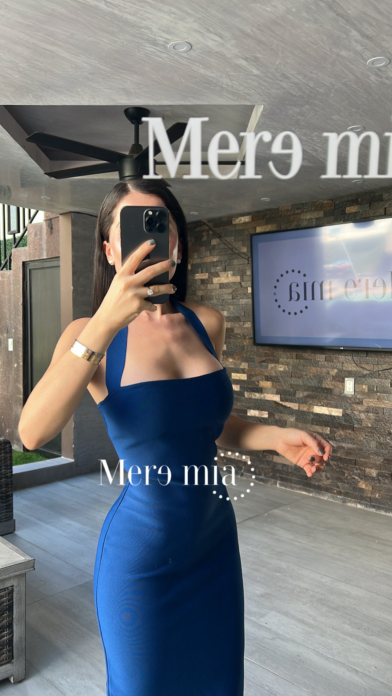 Vestido azul marino halter